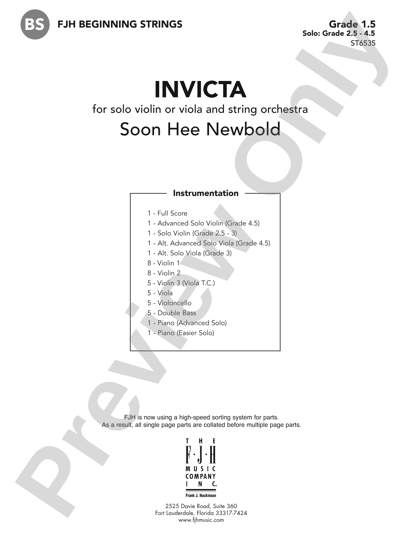 Invicta: String Orchestra Conductor Score & Parts
