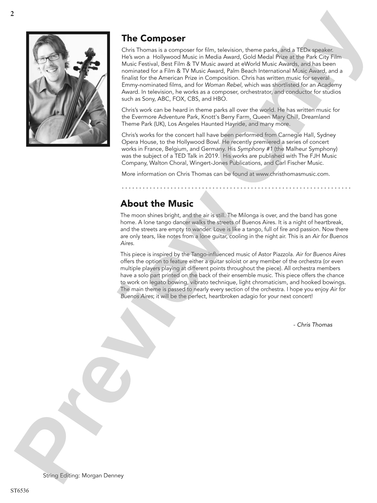 Air for Buenos Aires: String Orchestra Conductor Score & Parts