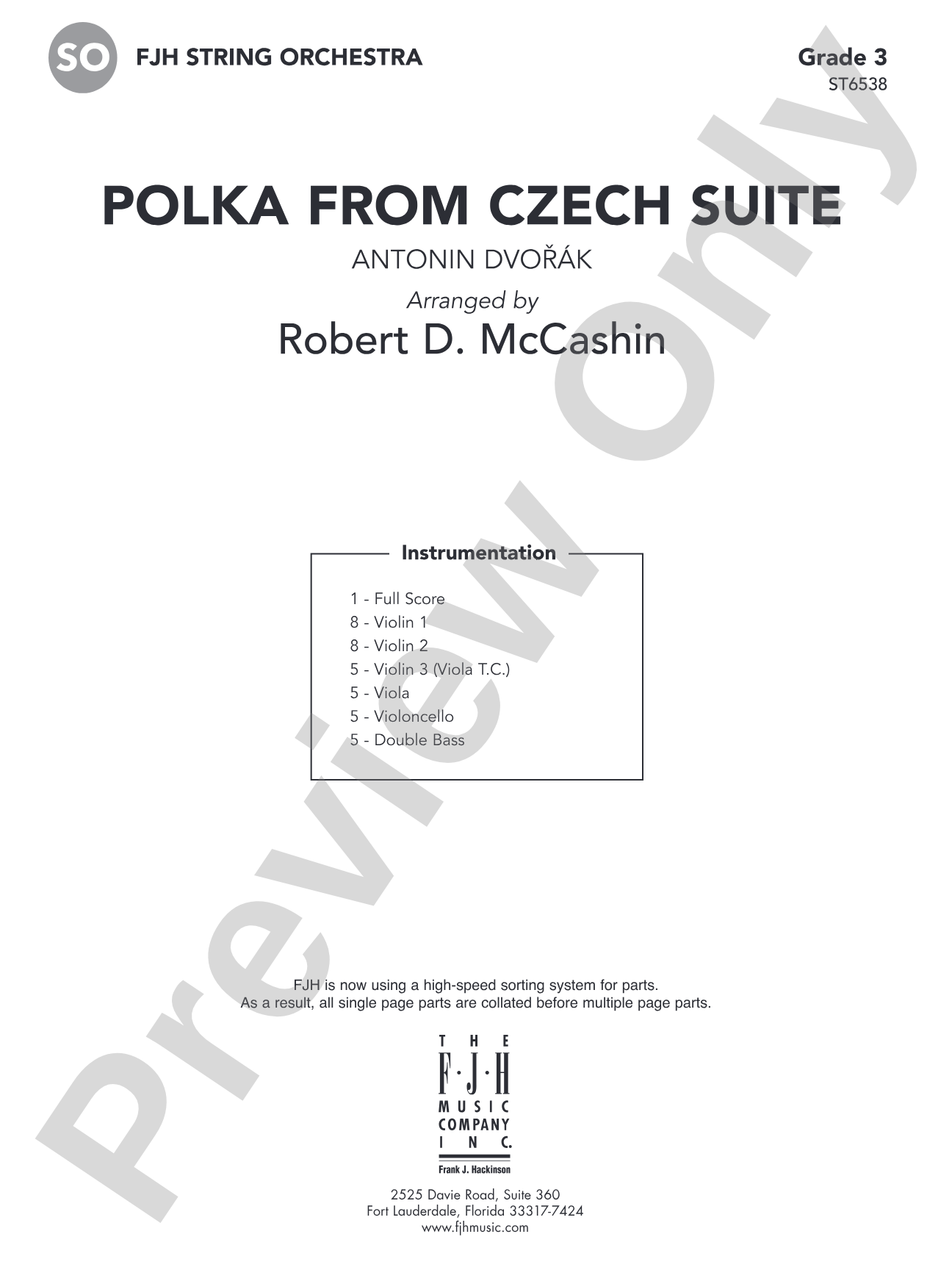 Polka from Czech Suite: String Orchestra Conductor Score & Parts