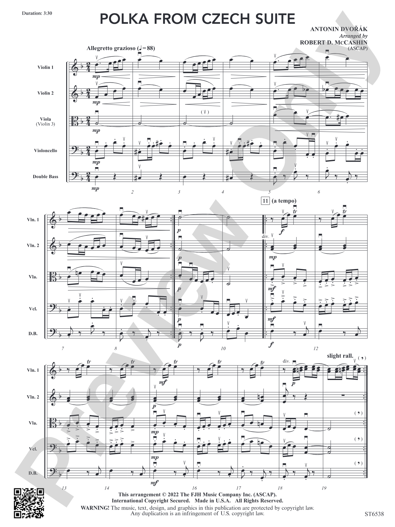 Polka from Czech Suite: String Orchestra Conductor Score & Parts
