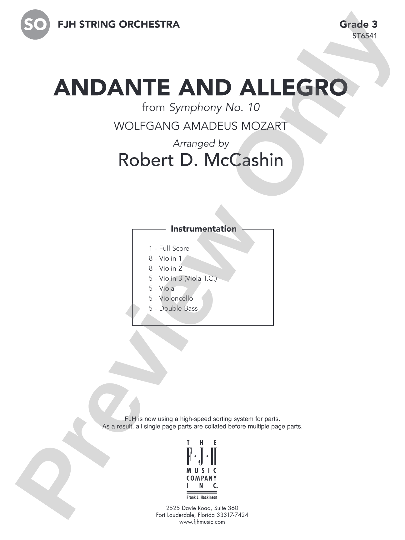 Andante and Allegro (From <i>Symphony No. 10</i>): String Orchestra Conductor Score & Parts
