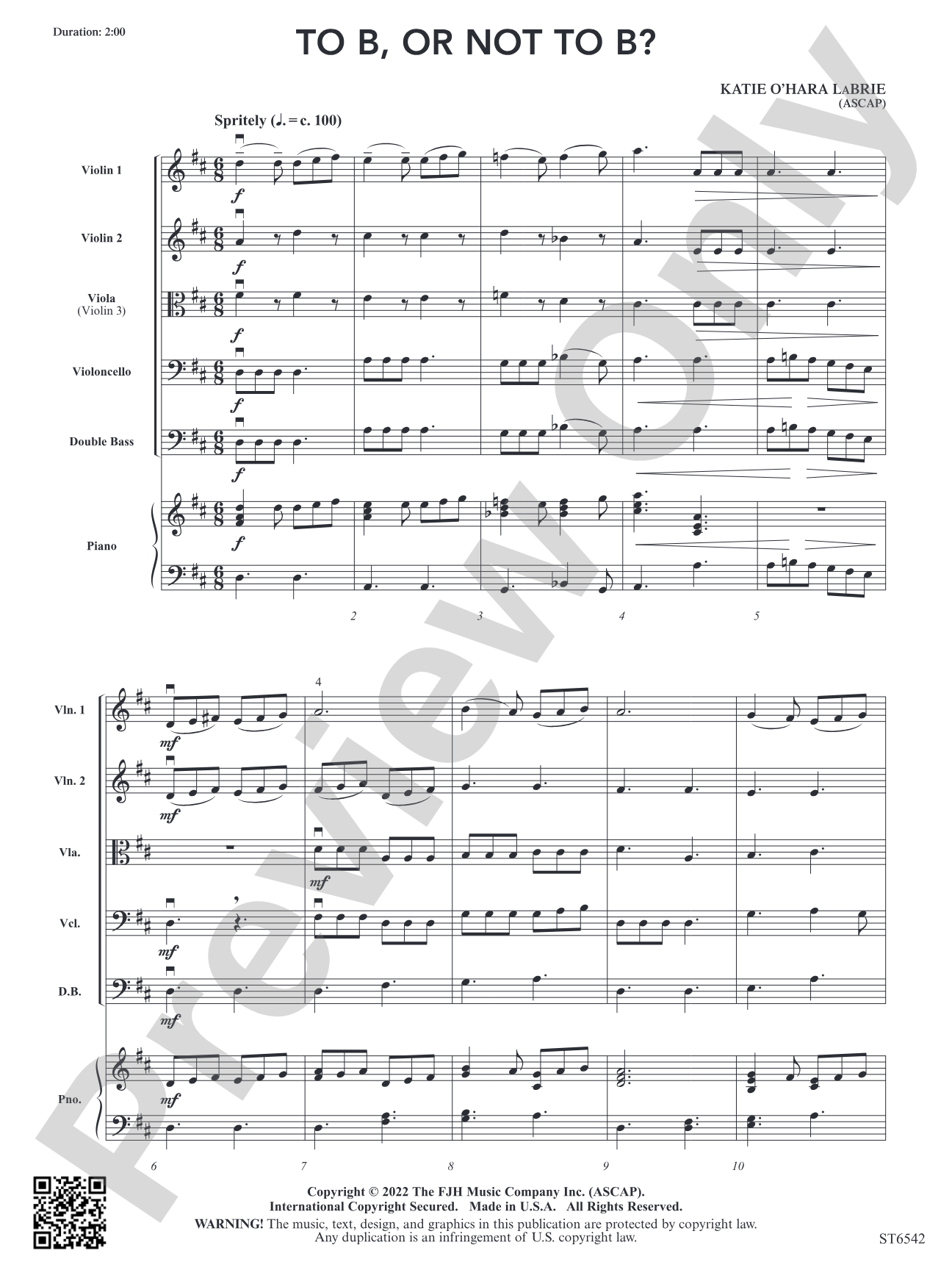 To B, or Not to B?: String Orchestra Conductor Score & Parts