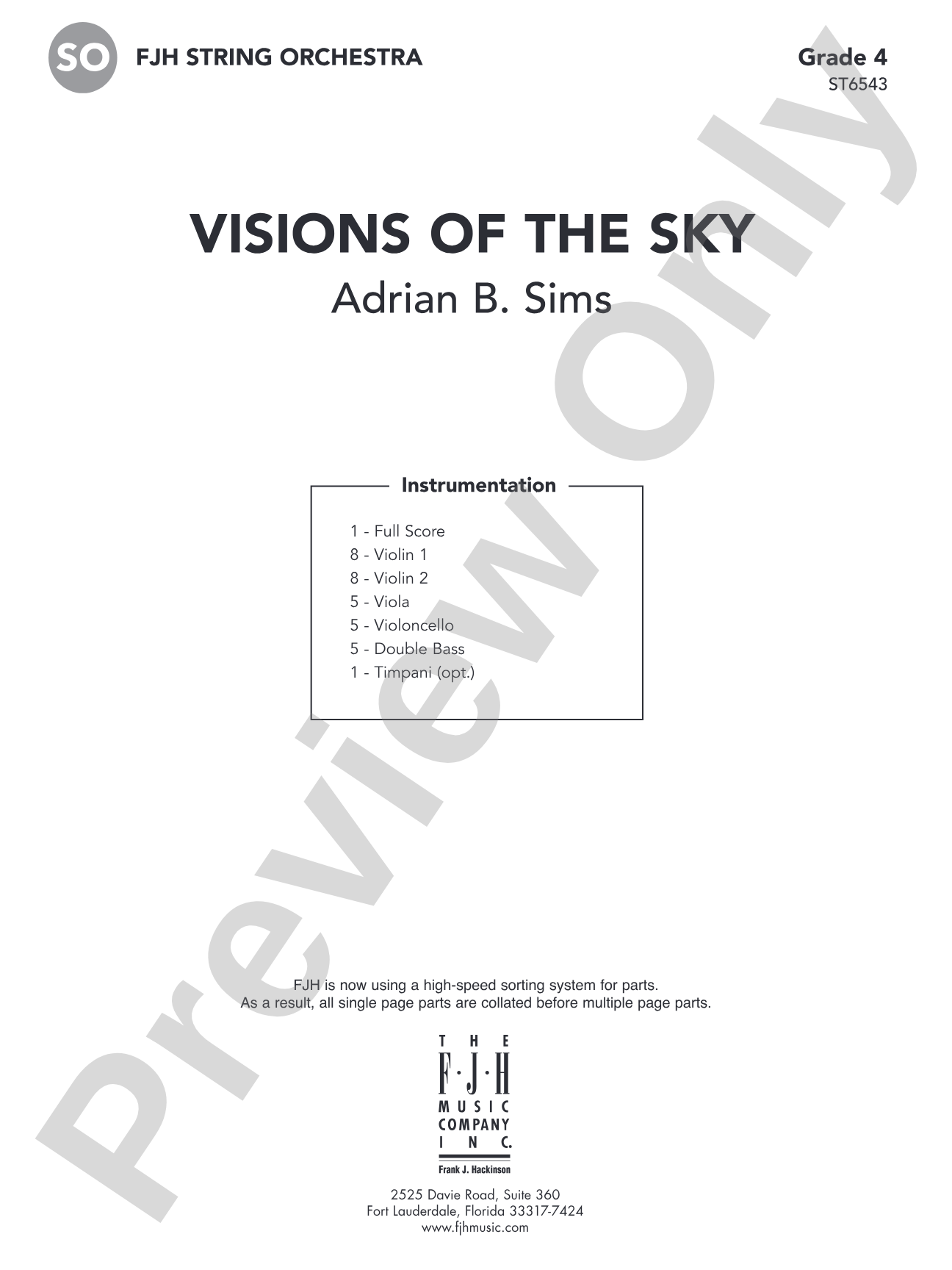 Visions of the Sky: String Orchestra Conductor Score & Parts