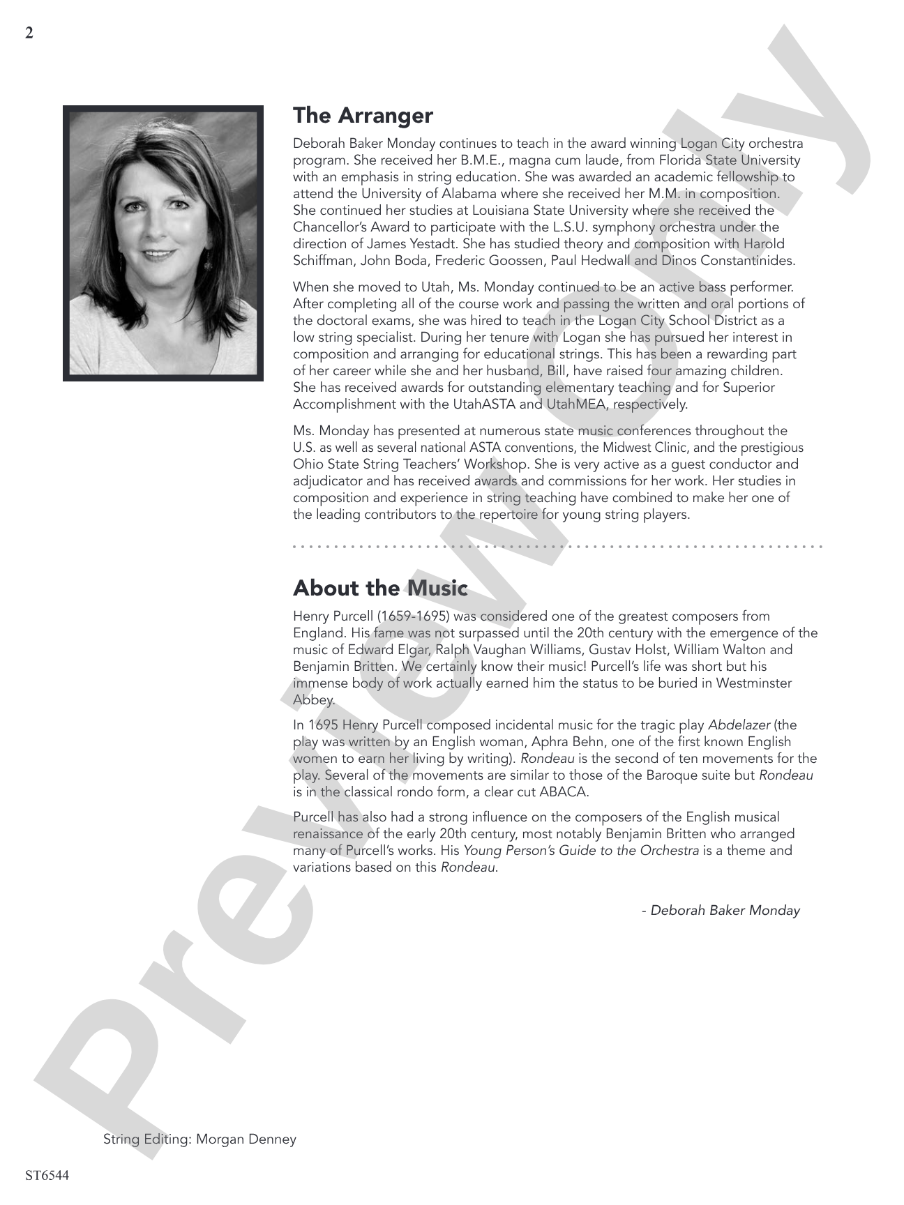 Rondeau (from Abdelazer Suite): String Orchestra Conductor Score & Parts