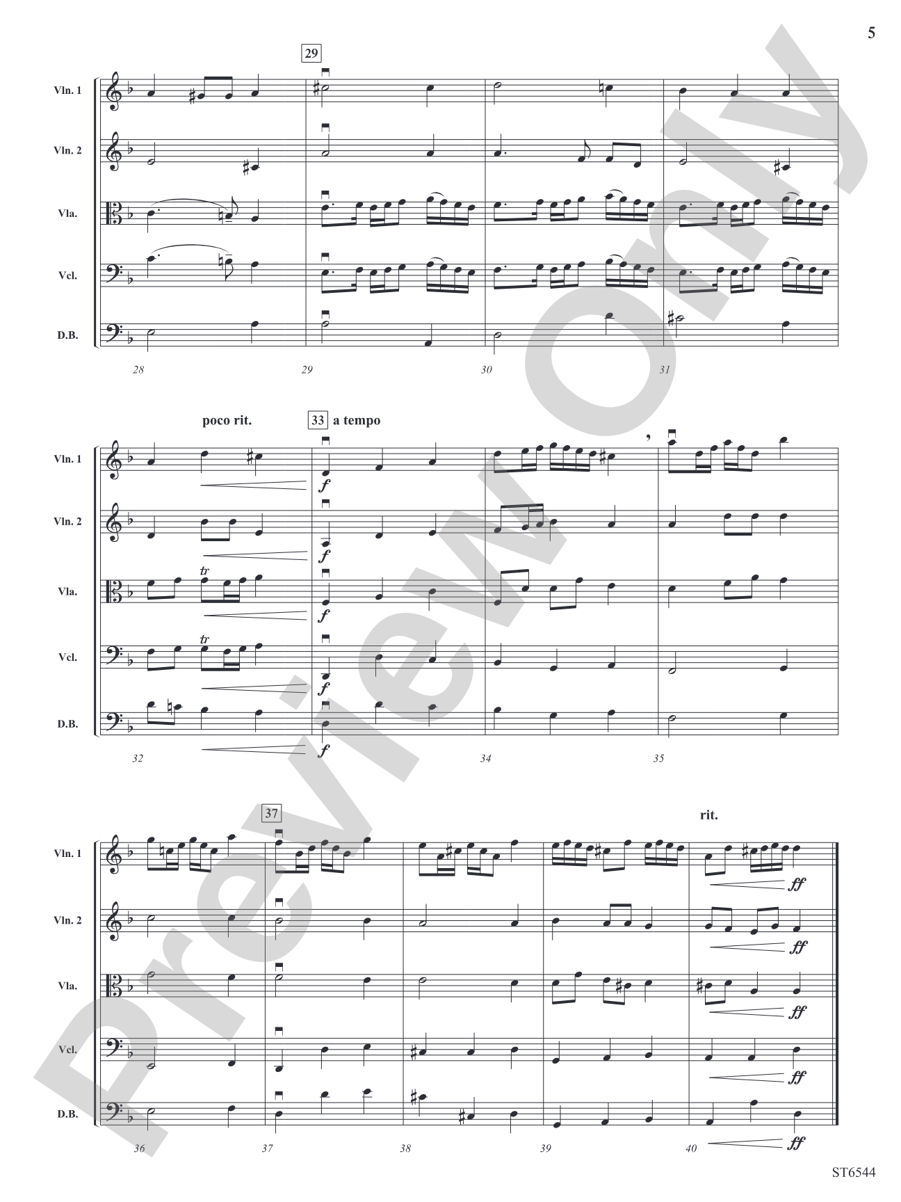Rondeau (from Abdelazer Suite): String Orchestra Conductor Score & Parts