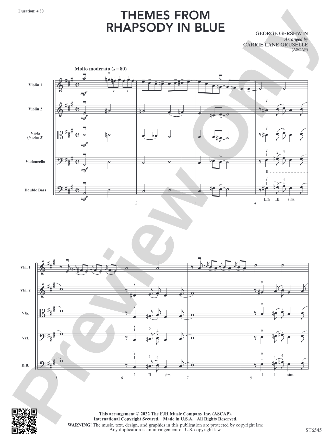 Themes from Rhapsody in Blue: String Orchestra Conductor Score & Parts