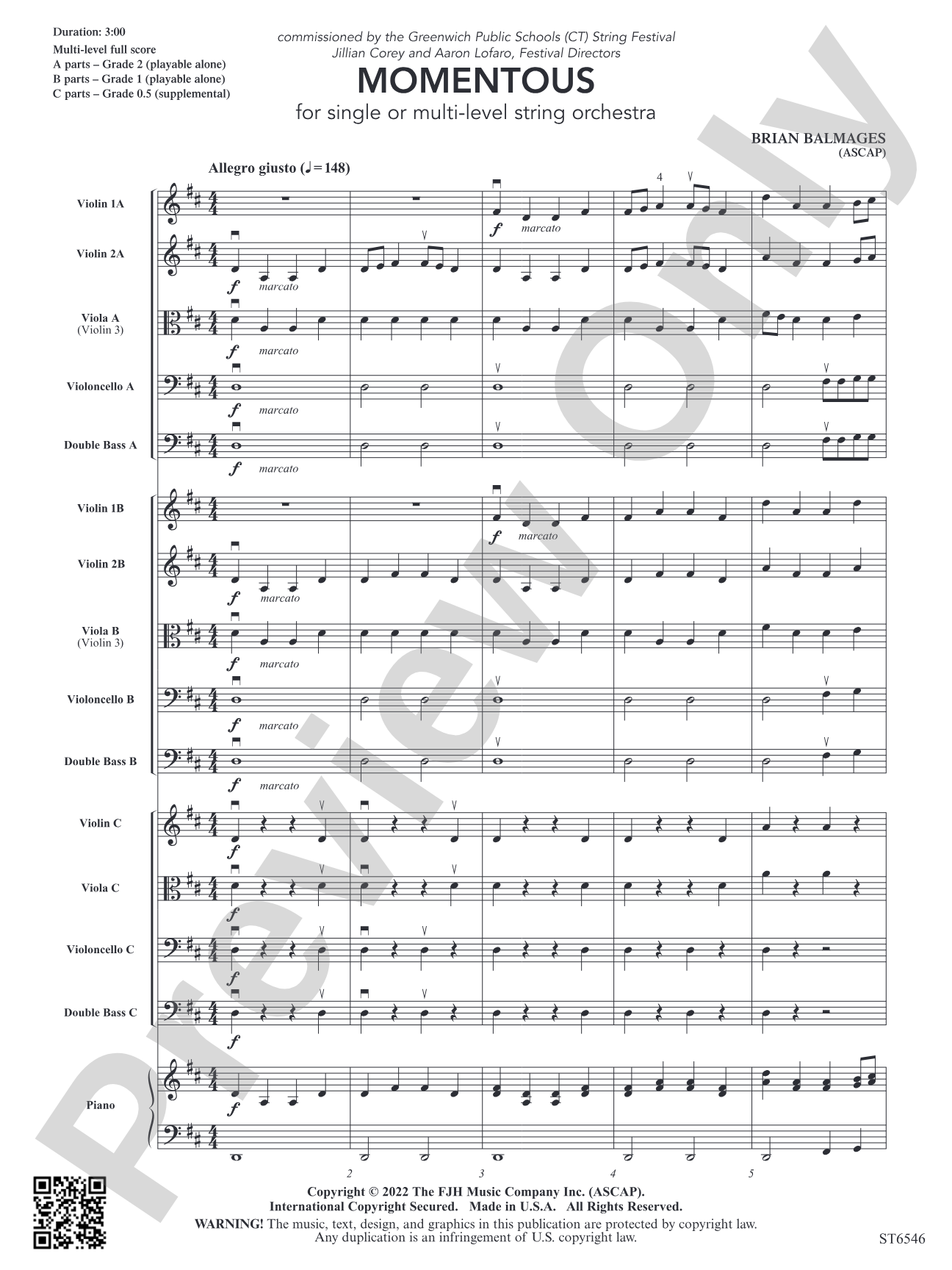Momentous (for single or multi-level string orchestra): String Orchestra Conductor Score & Parts