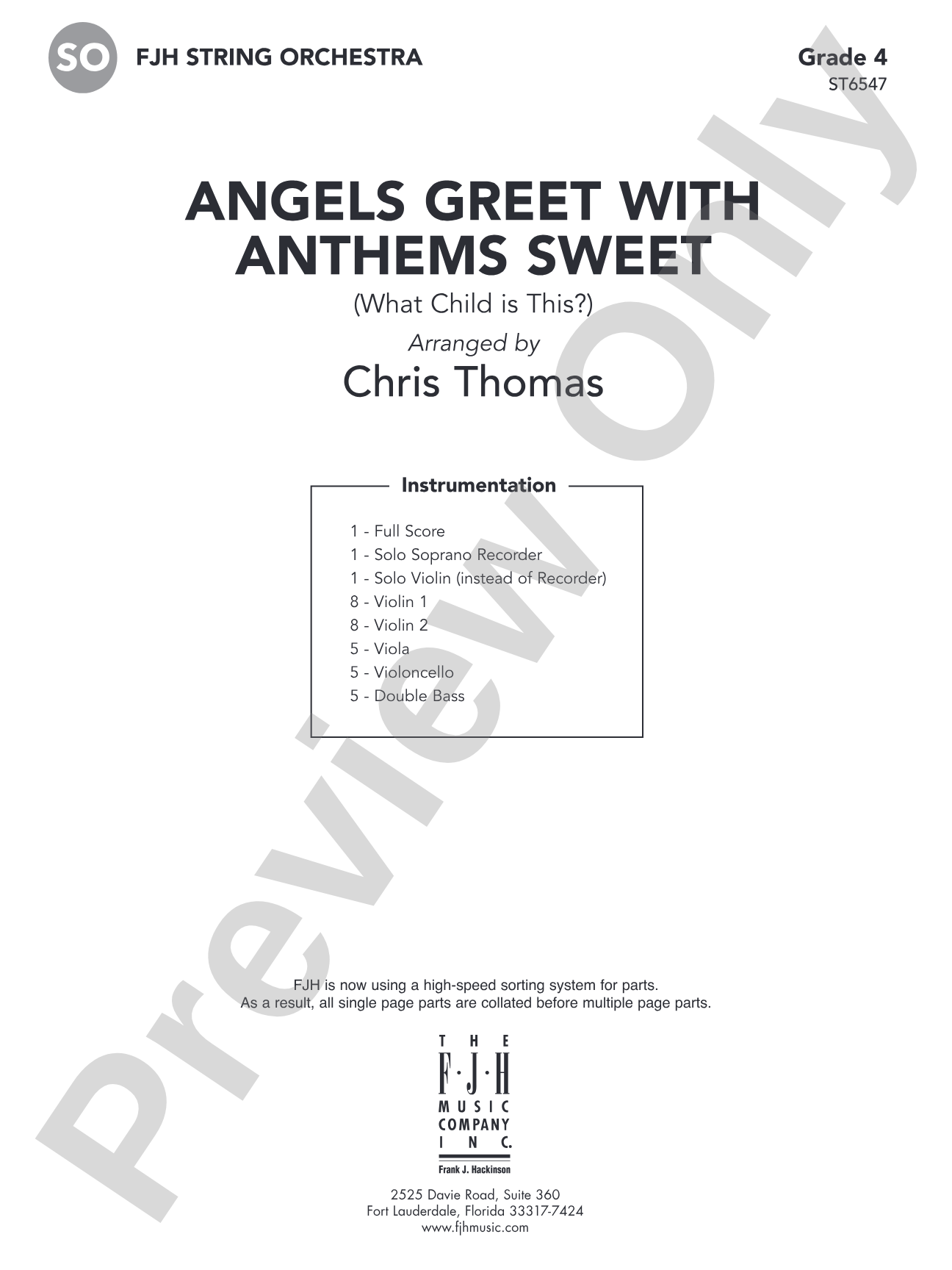 Angels Greet with Anthems Sweet (What Child is This?): String Orchestra Conductor Score & Parts