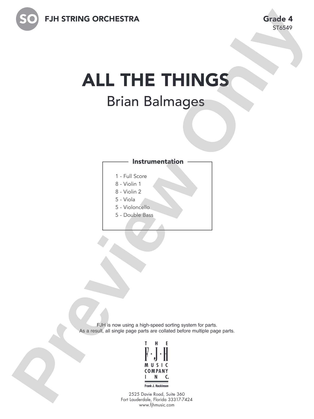 All the Things: String Orchestra Conductor Score & Parts