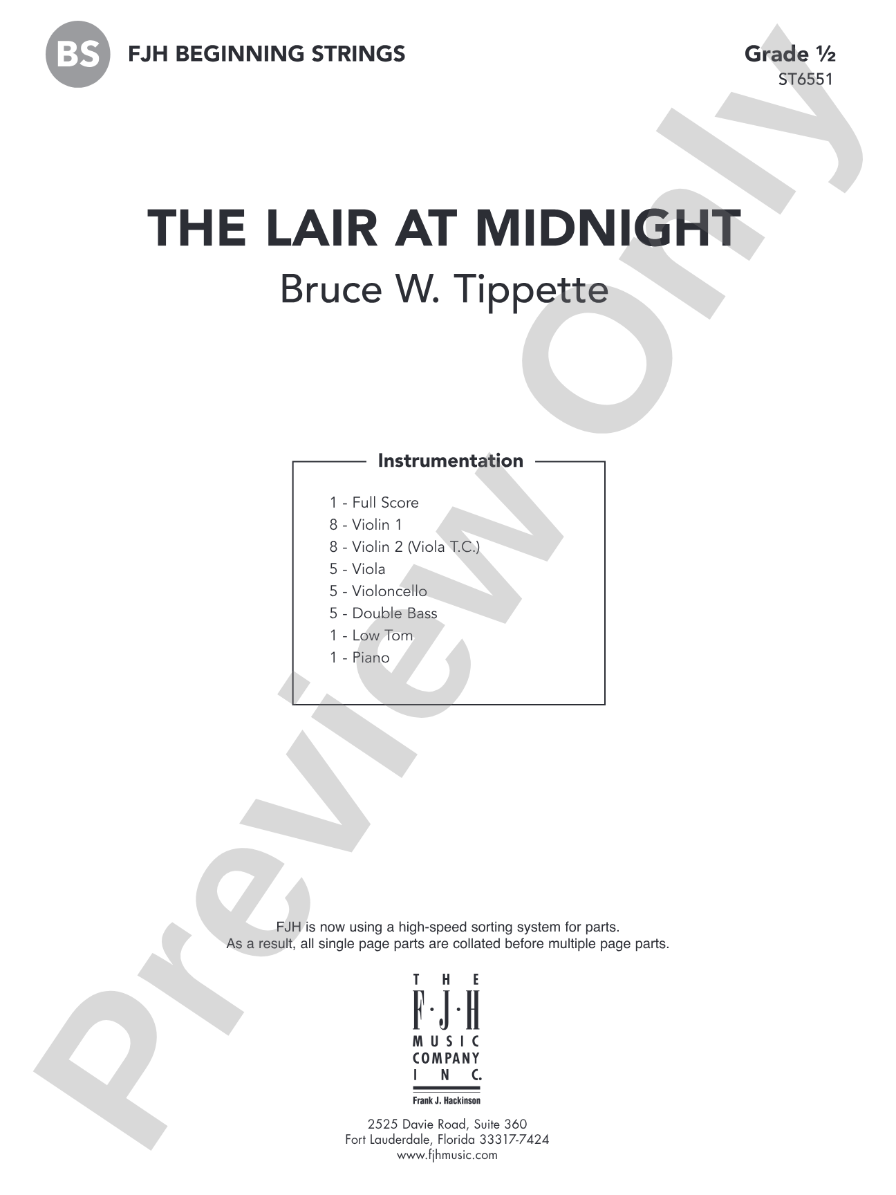 The Lair at Midnight: String Orchestra Conductor Score & Parts