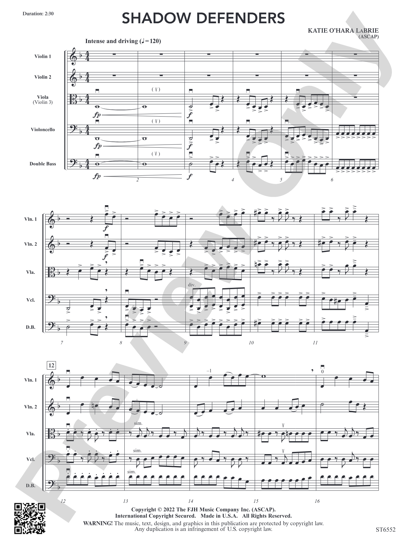 Shadow Defenders: String Orchestra Conductor Score & Parts