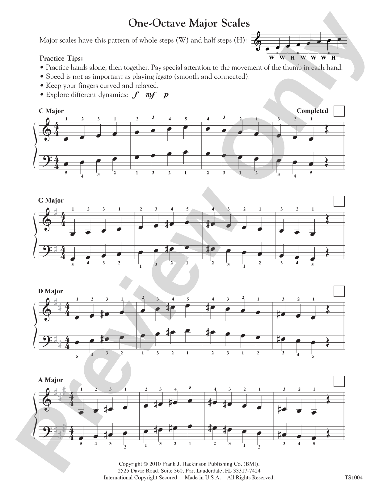 One-Octave Major Scales and Arpeggios: Piano
