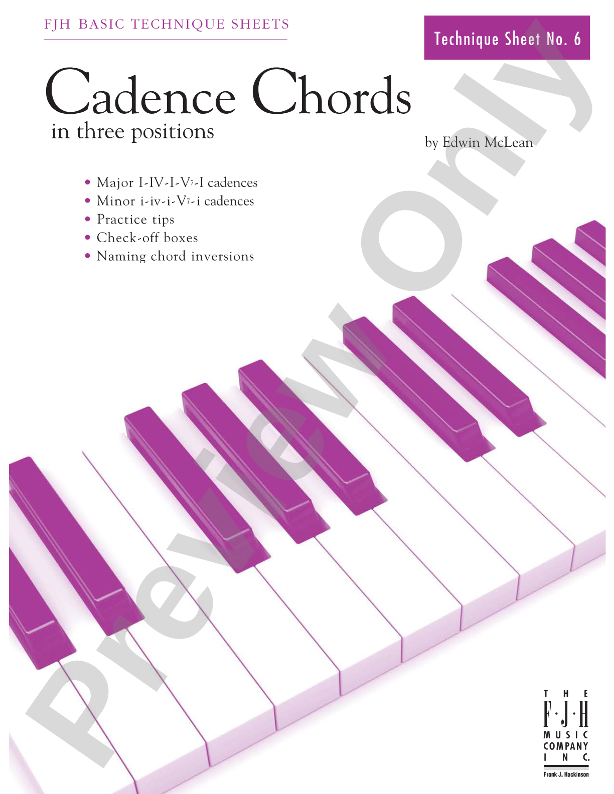 Cadence Chords in three positions: Piano