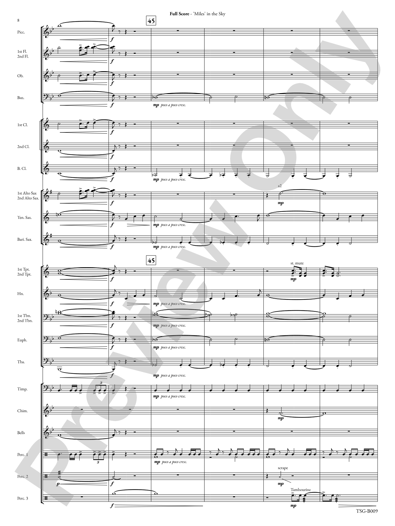Miles in the Sky: Concert Band Conductor Score & Parts