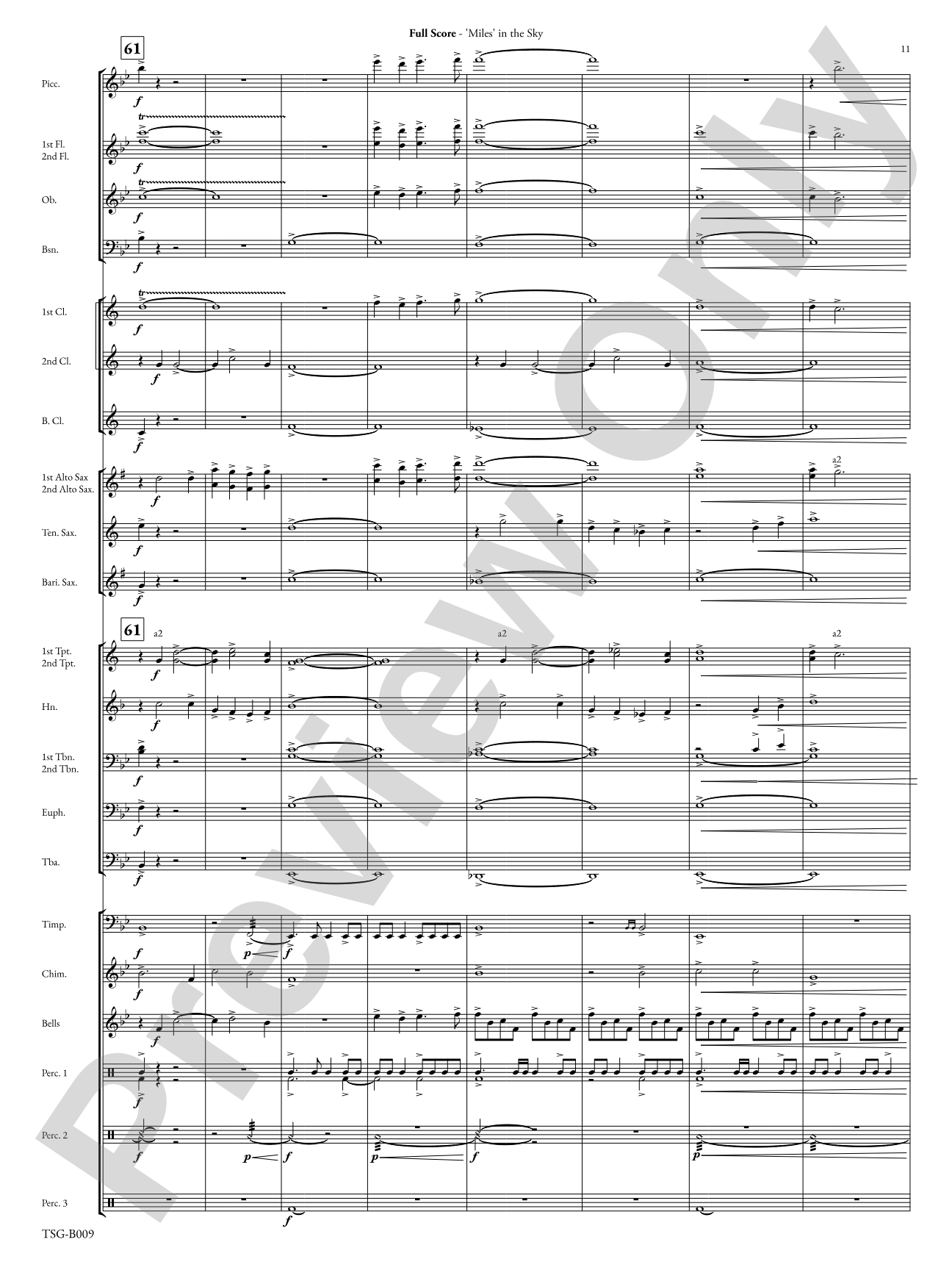 Miles in the Sky: Concert Band Conductor Score & Parts