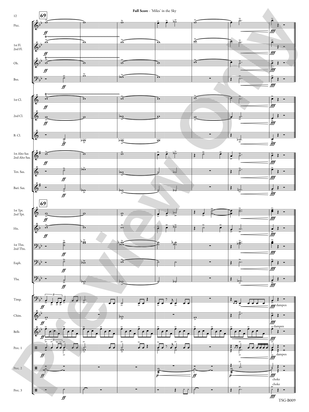 Miles in the Sky: Concert Band Conductor Score & Parts