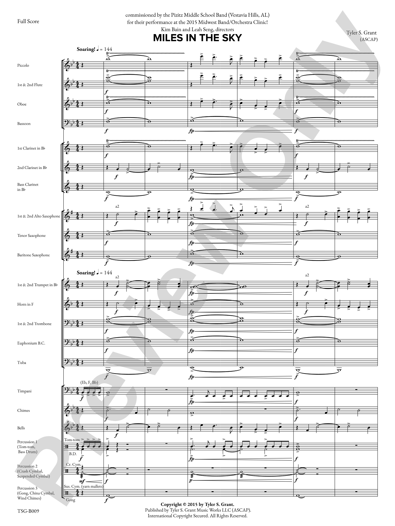 Miles in the Sky: Concert Band Conductor Score & Parts