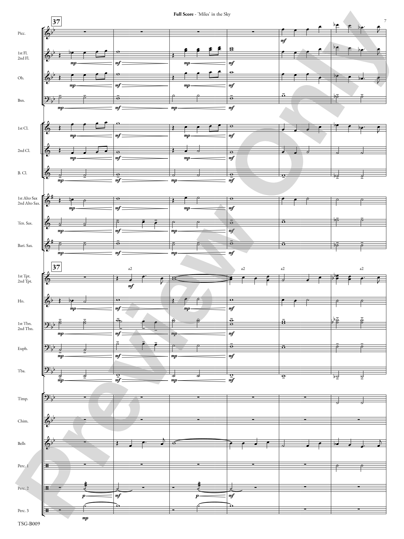 Miles in the Sky: Concert Band Conductor Score & Parts