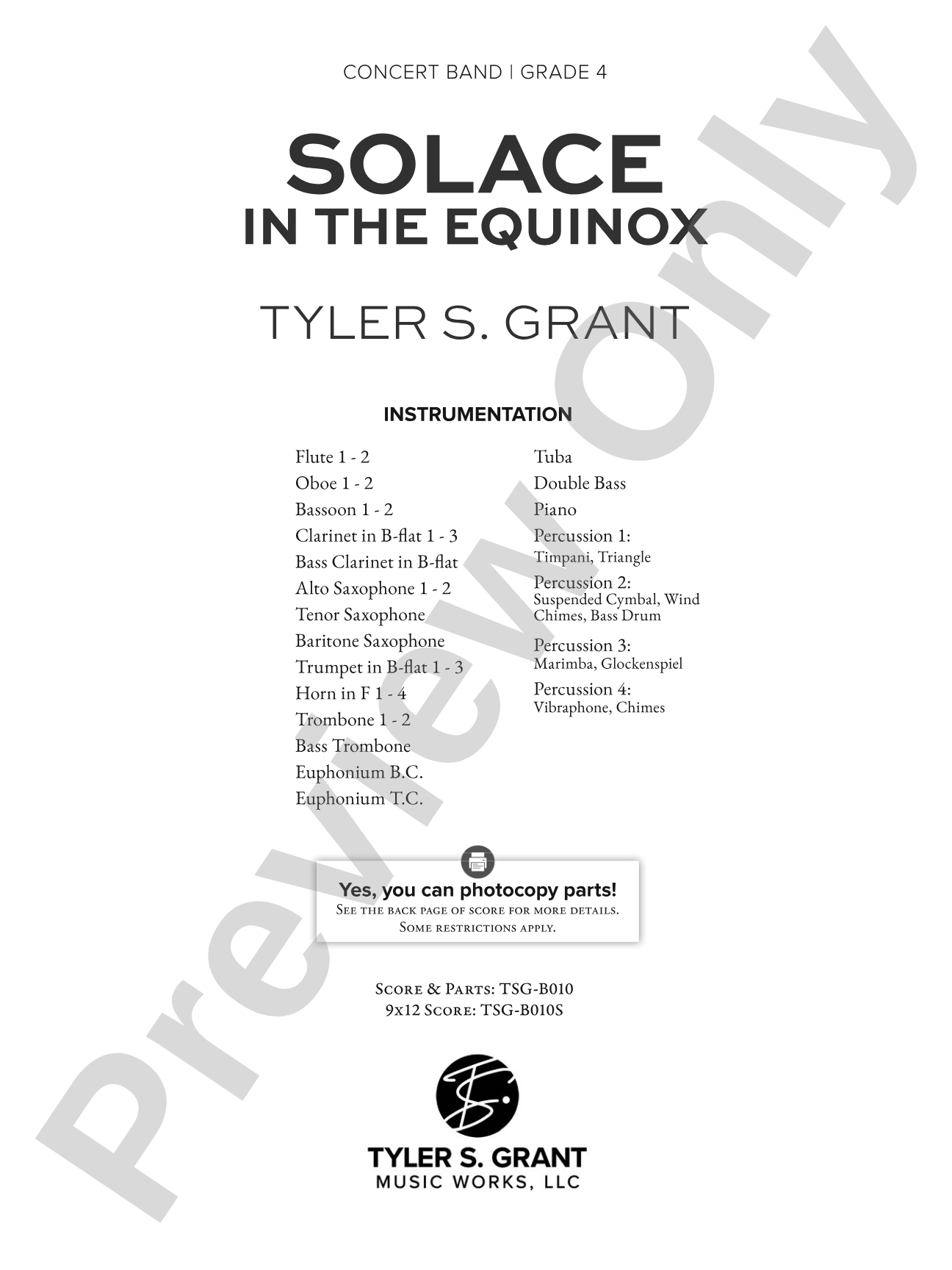 Solace in the Equinox: Concert Band Conductor Score & Parts