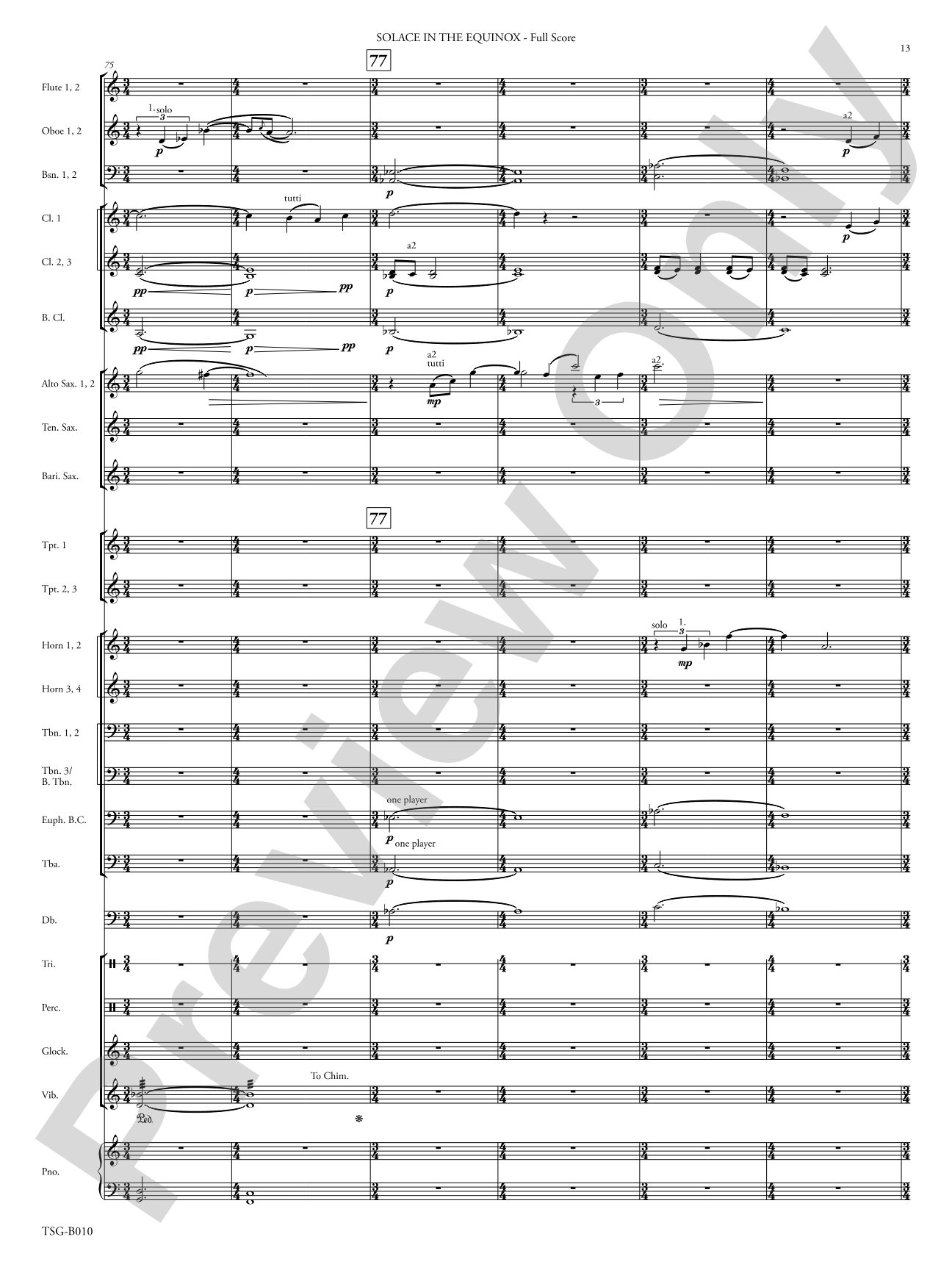 Solace in the Equinox: Concert Band Conductor Score & Parts