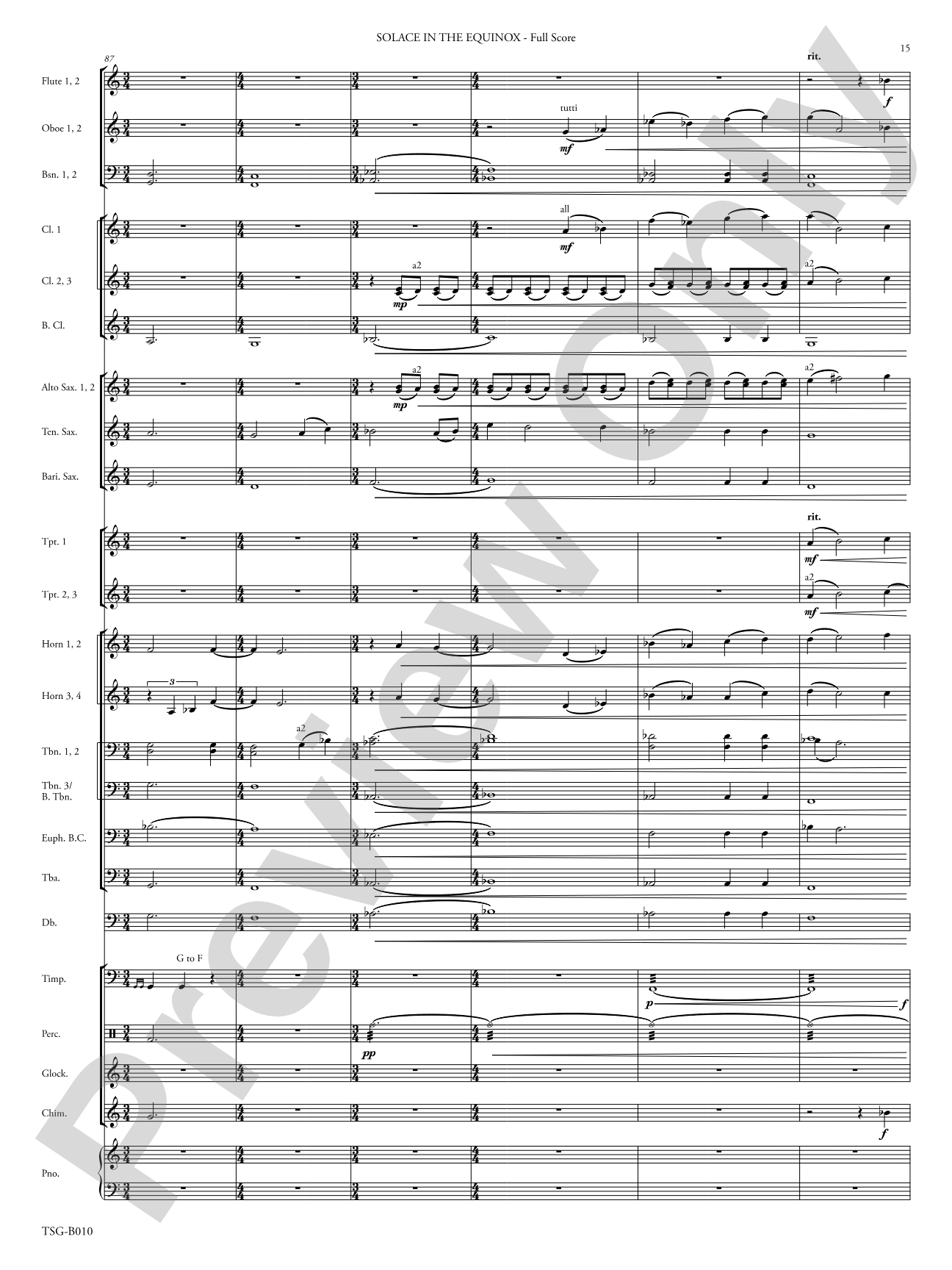 Solace in the Equinox: Concert Band Conductor Score & Parts