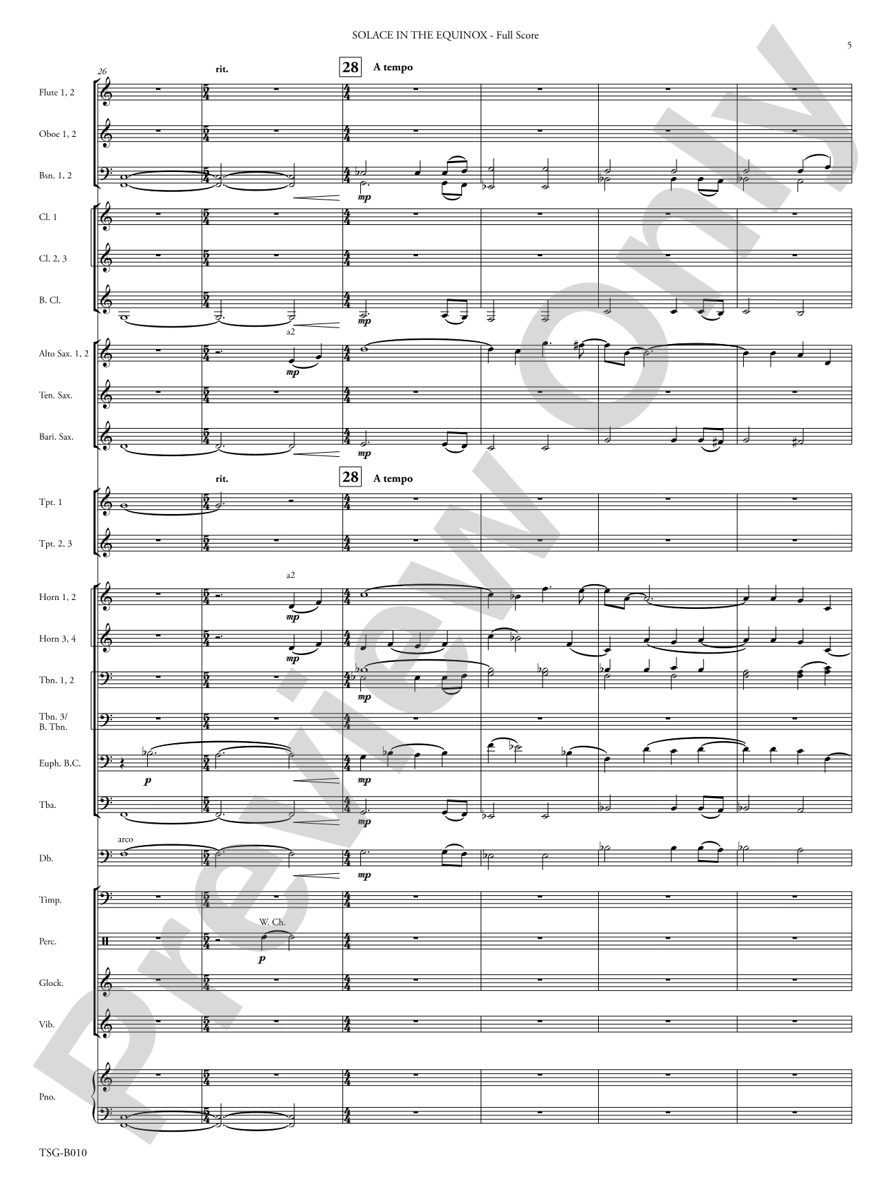 Solace in the Equinox: Concert Band Conductor Score & Parts