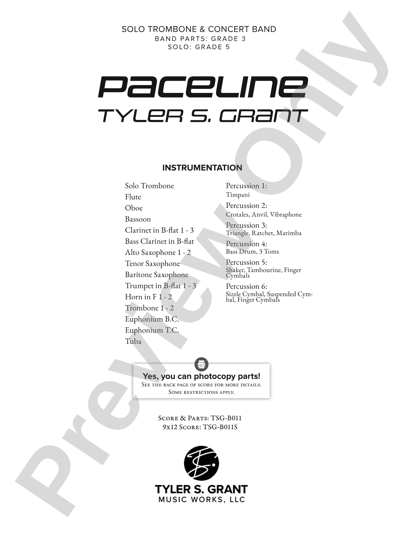 Paceline: Concert Band Conductor Score & Parts
