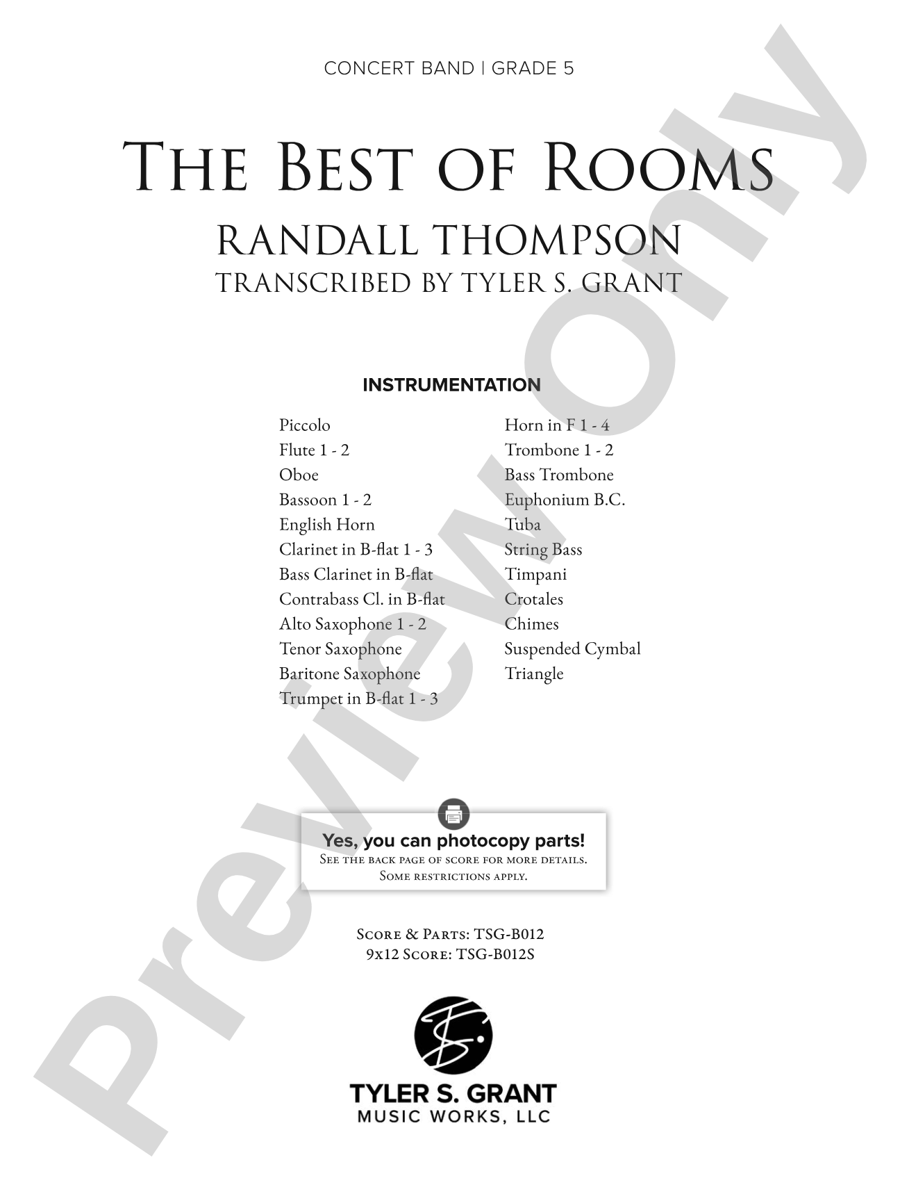 The Best of Rooms: Concert Band Conductor Score & Parts