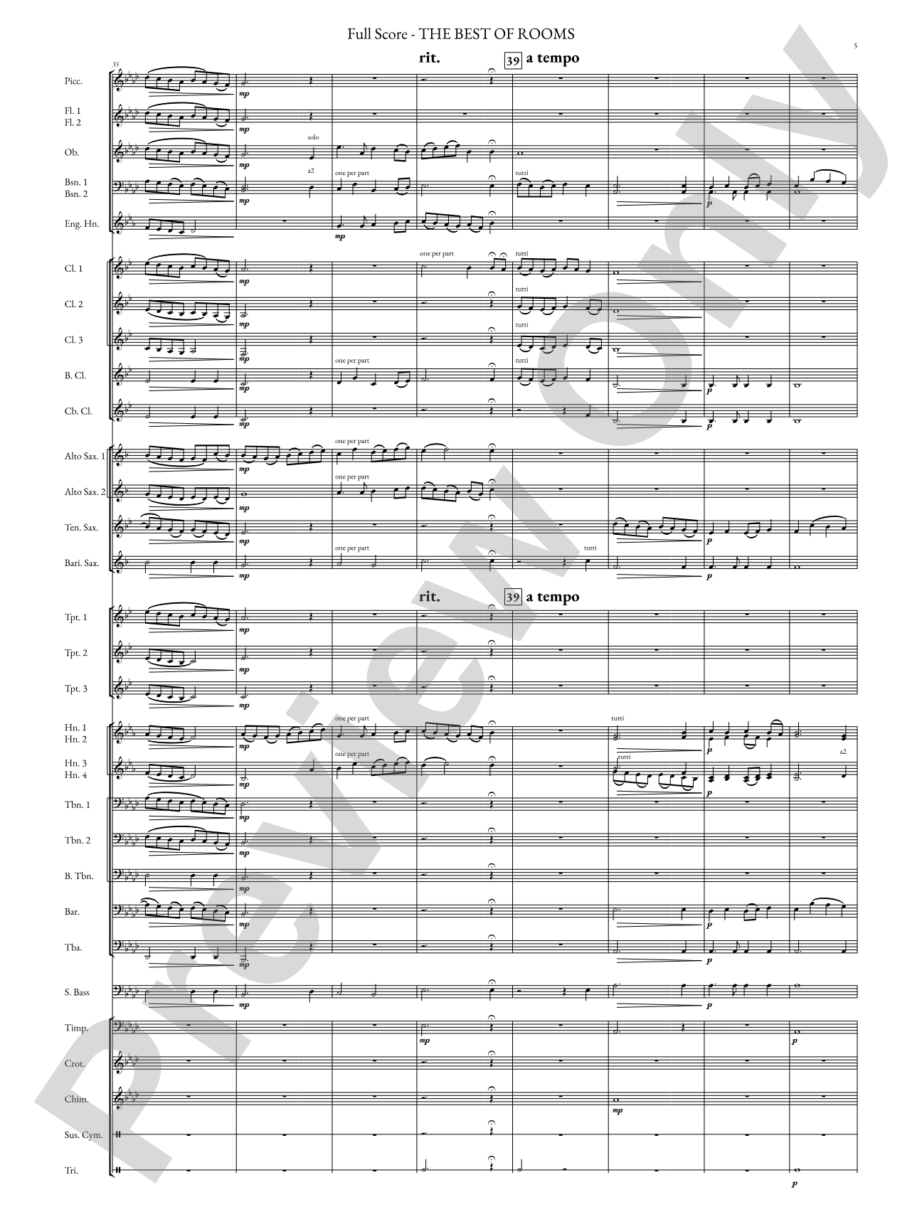 The Best of Rooms: Concert Band Conductor Score & Parts