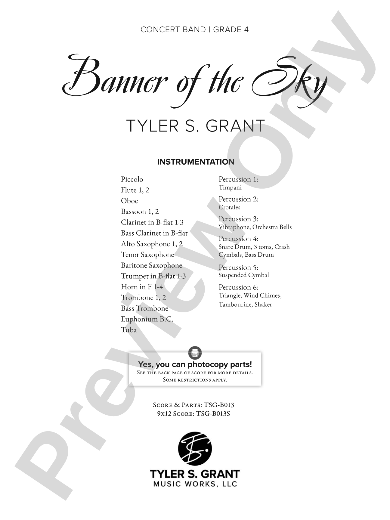 Banner of the Sky: Concert Band Conductor Score & Parts