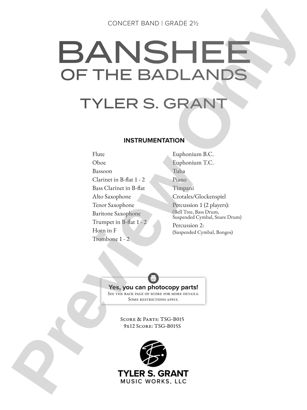 Banshee of the Badlands: Concert Band Conductor Score & Parts