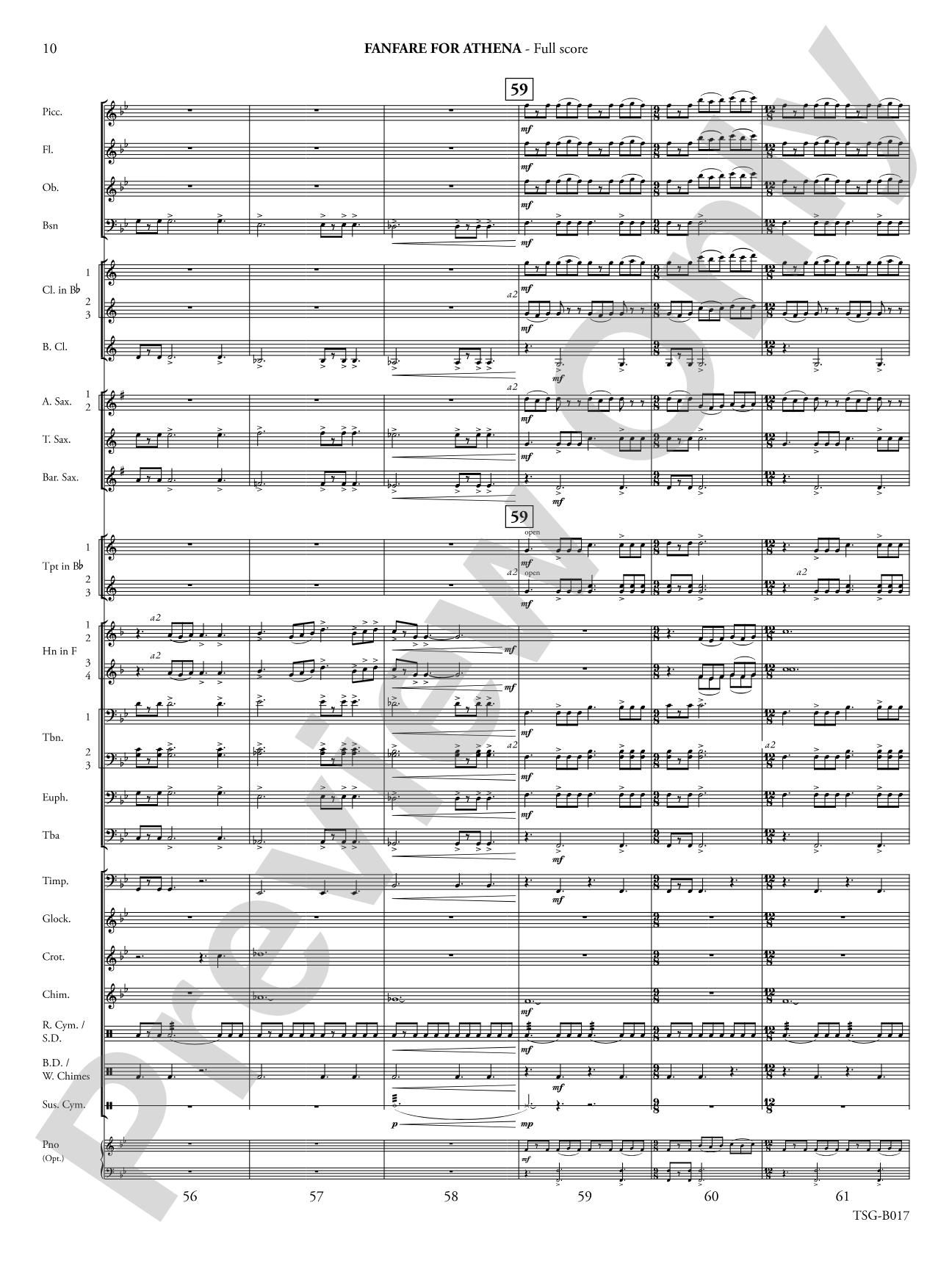 Fanfare for Athena: Concert Band Conductor Score & Parts
