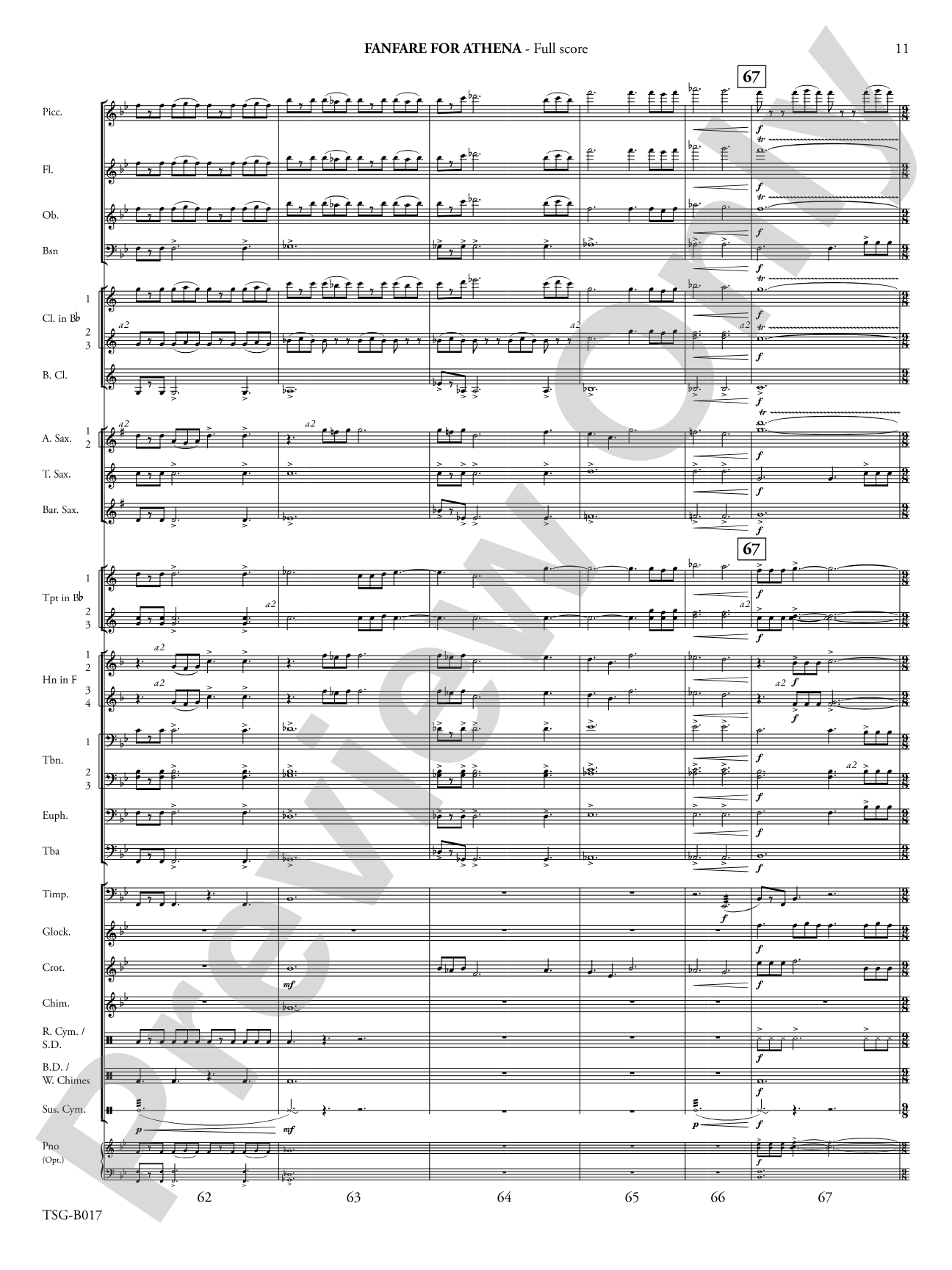 Fanfare for Athena: Concert Band Conductor Score & Parts
