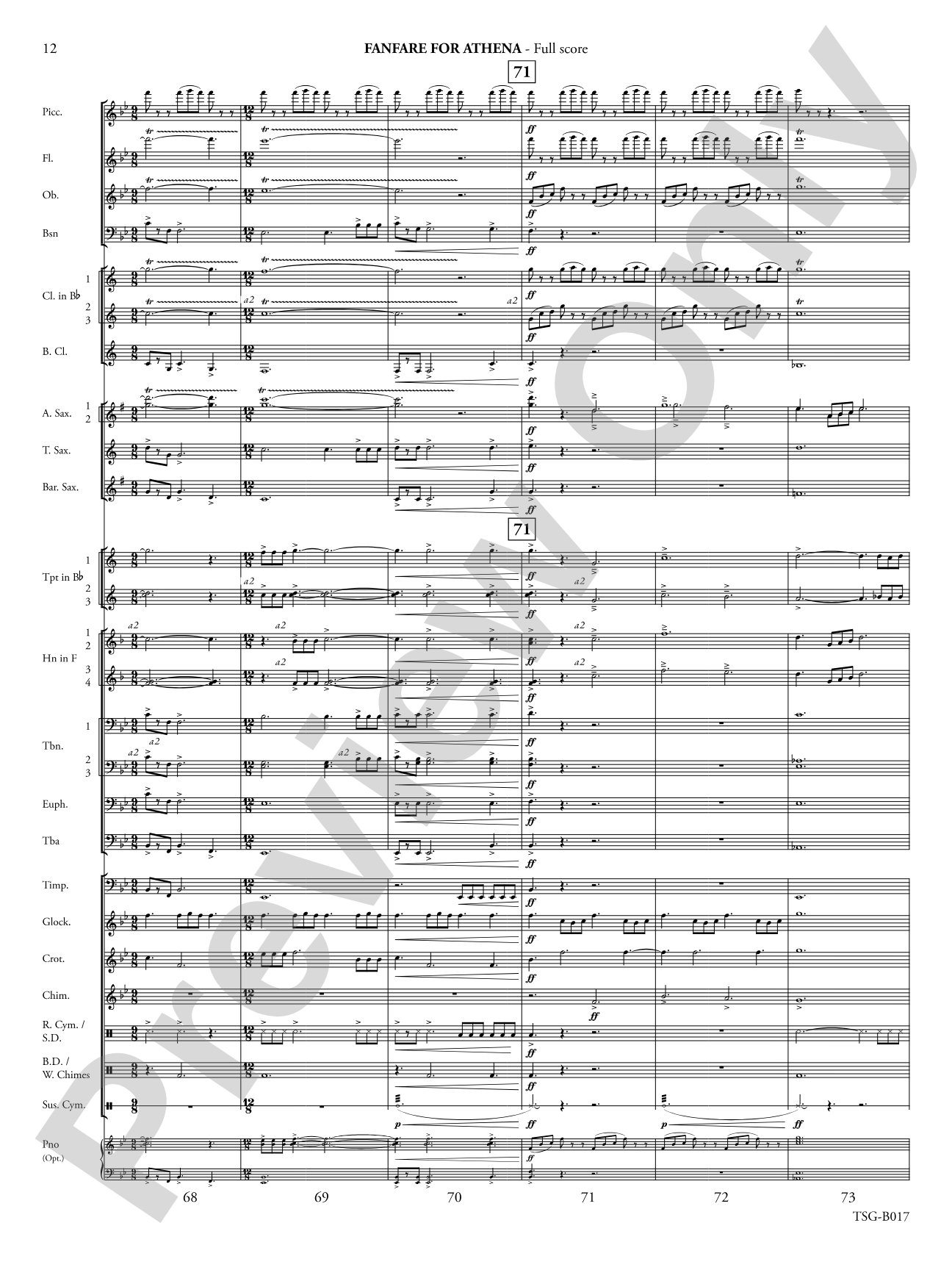 Fanfare for Athena: Concert Band Conductor Score & Parts