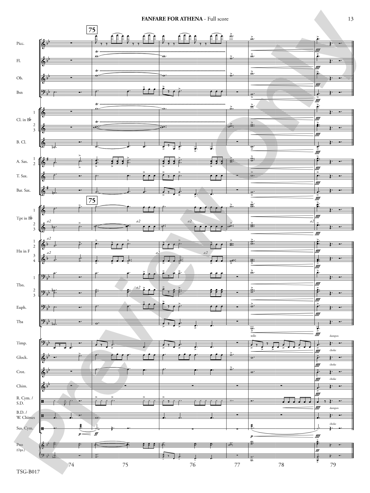 Fanfare for Athena: Concert Band Conductor Score & Parts