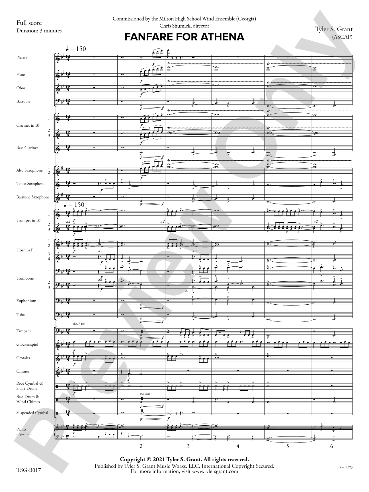 Fanfare for Athena: Concert Band Conductor Score & Parts