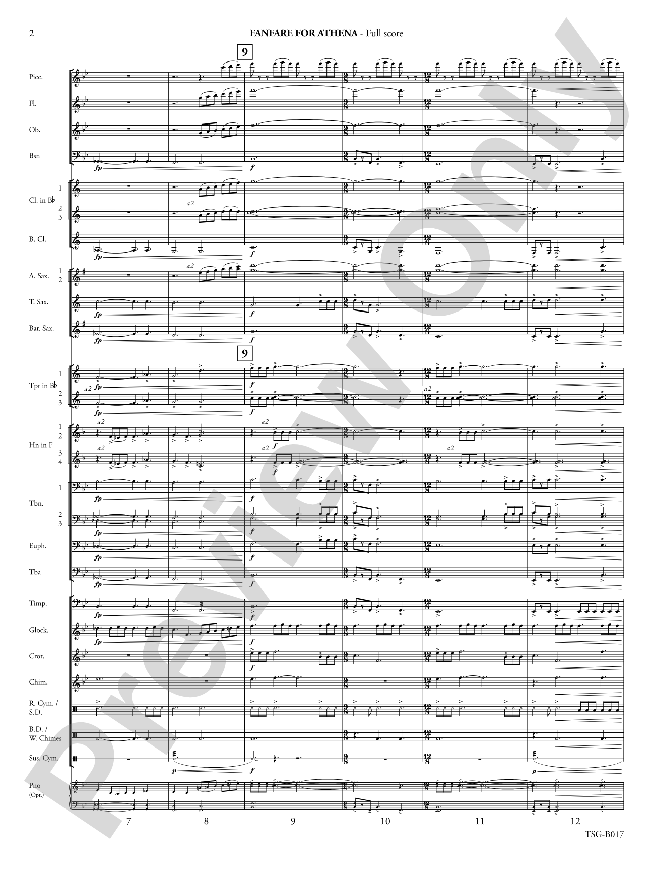 Fanfare for Athena: Concert Band Conductor Score & Parts