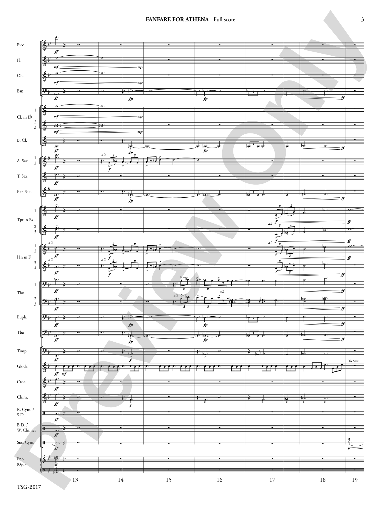 Fanfare for Athena: Concert Band Conductor Score & Parts