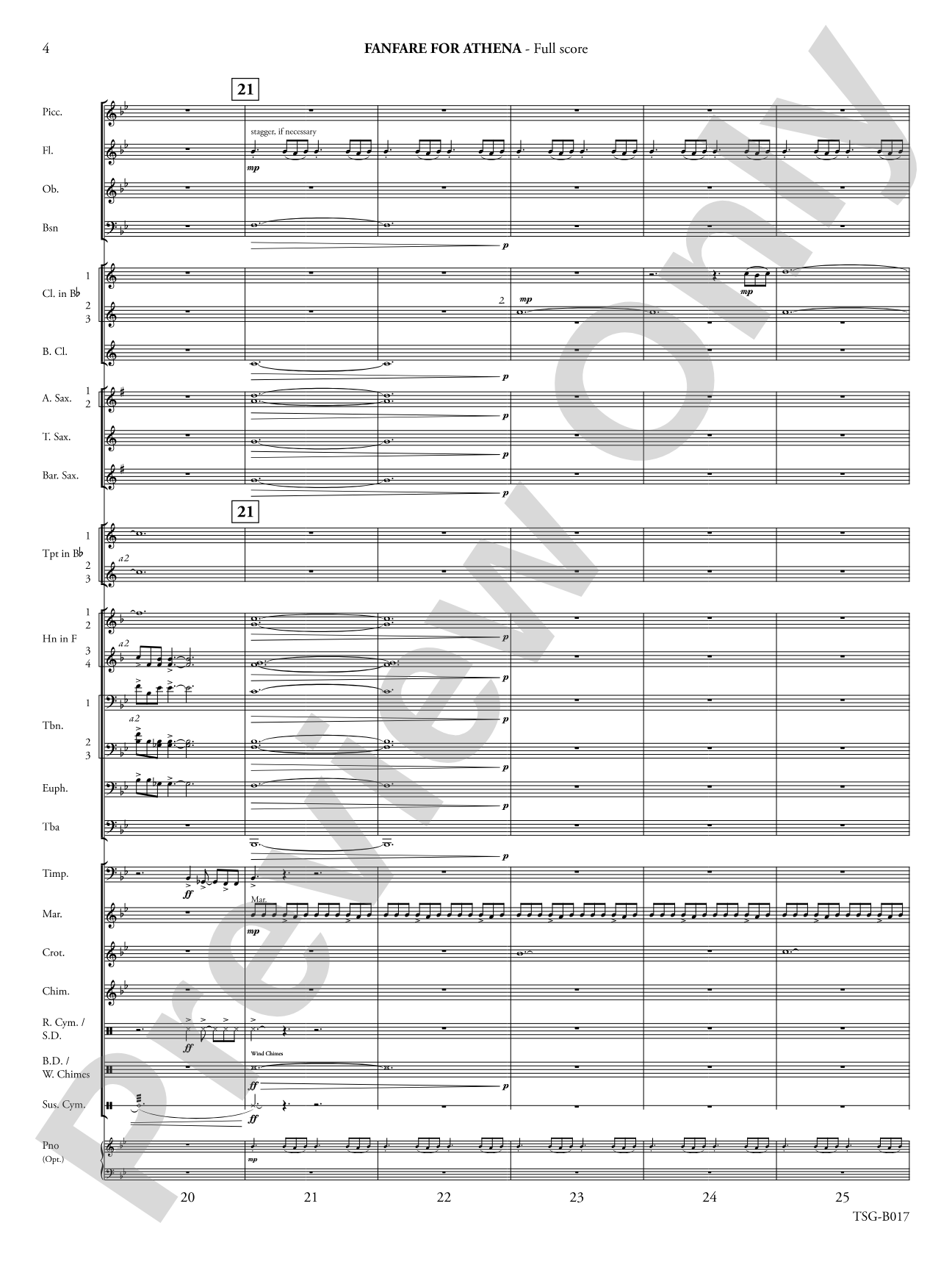 Fanfare for Athena: Concert Band Conductor Score & Parts