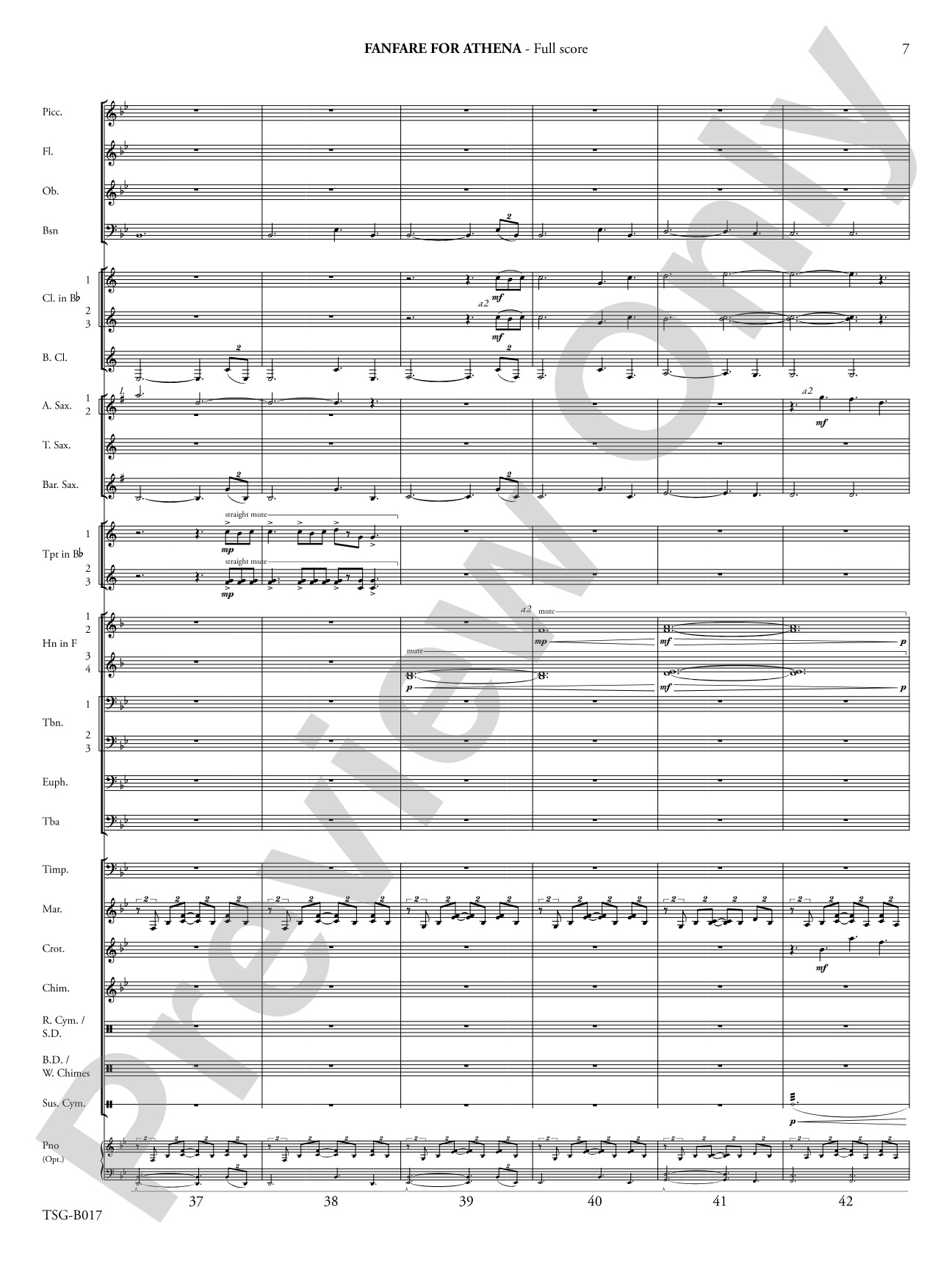 Fanfare for Athena: Concert Band Conductor Score & Parts