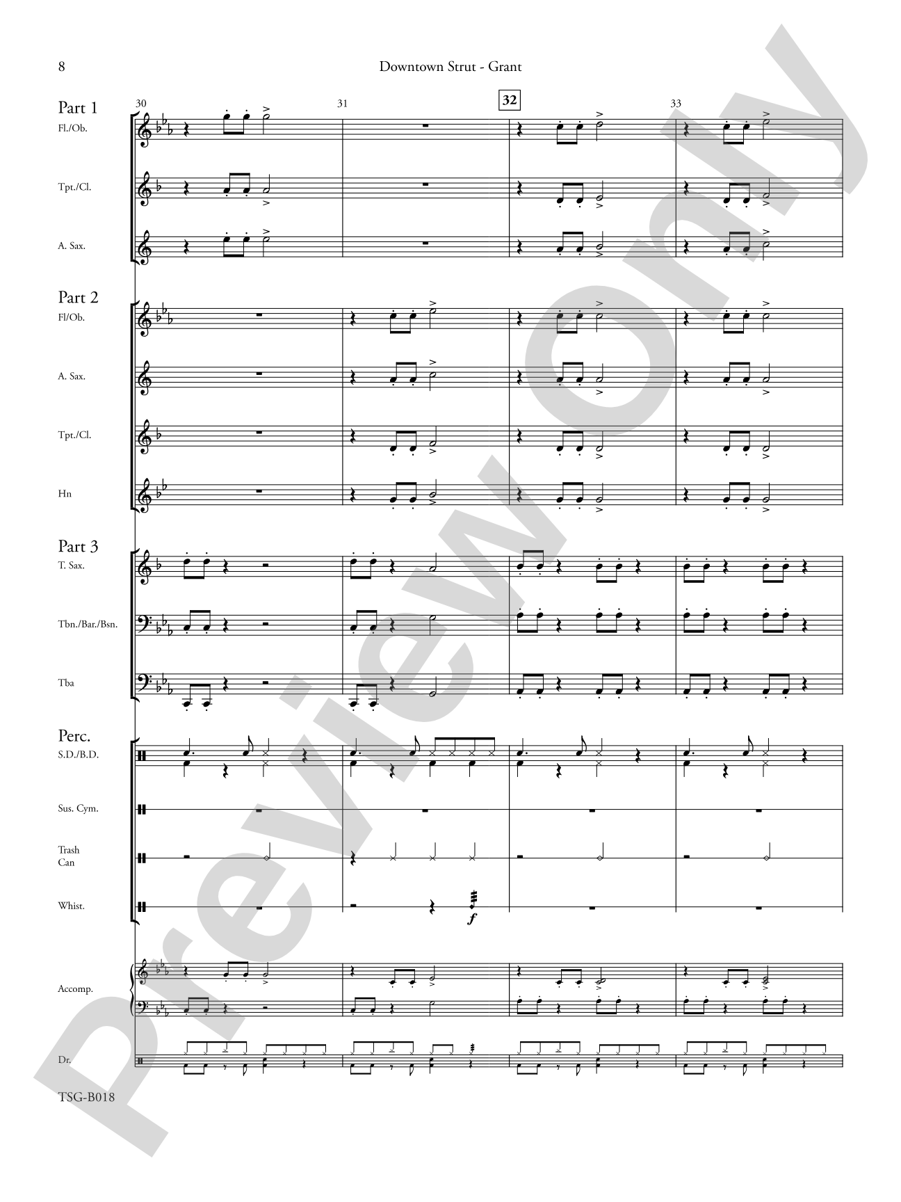 Downtown Strut: Mixed Instruments - Flexible Instrumentation Score & Parts