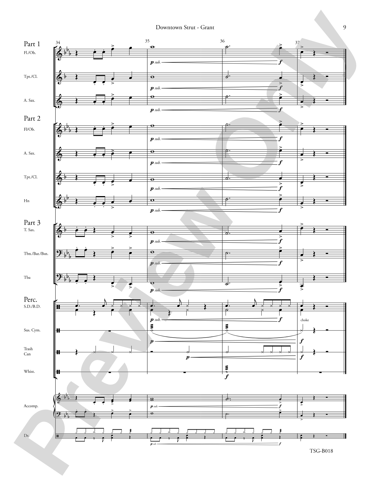 Downtown Strut: Mixed Instruments - Flexible Instrumentation Score & Parts