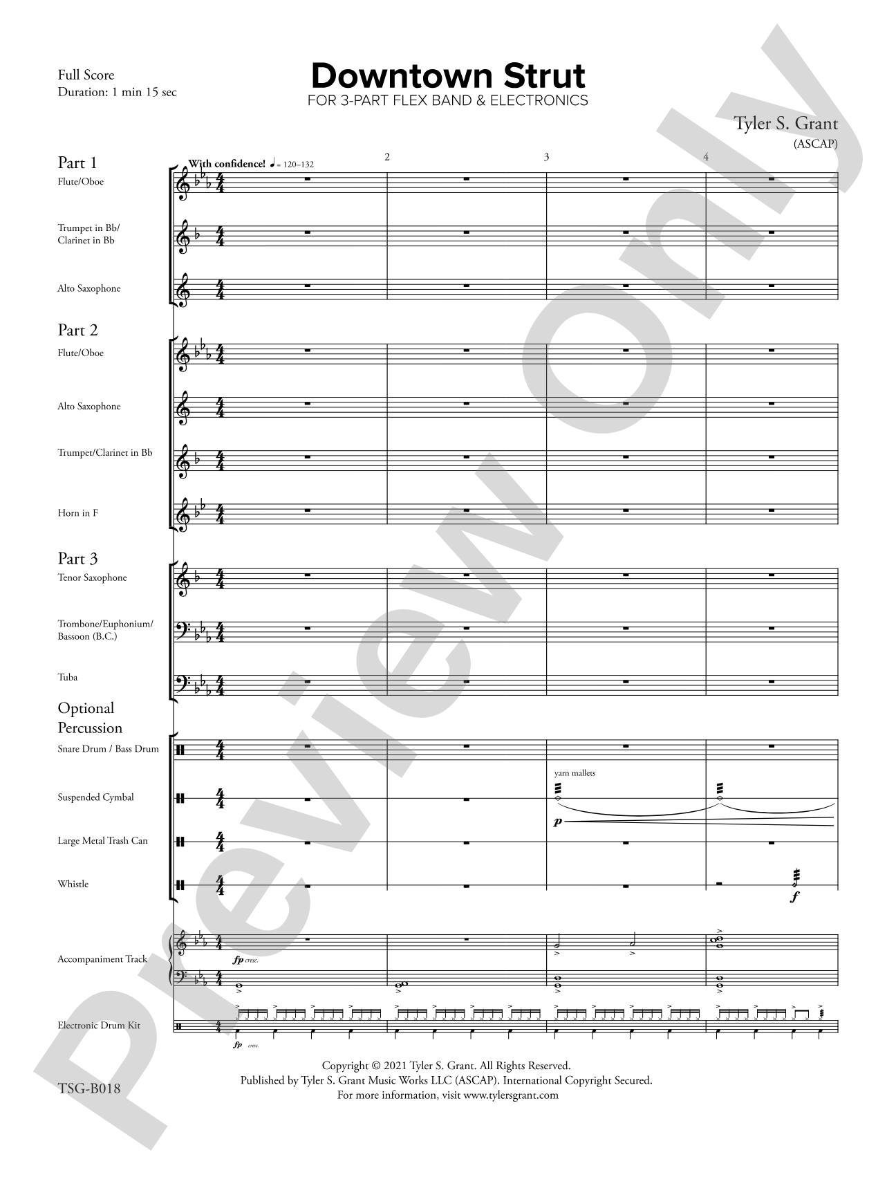 Downtown Strut: Mixed Instruments - Flexible Instrumentation Score & Parts