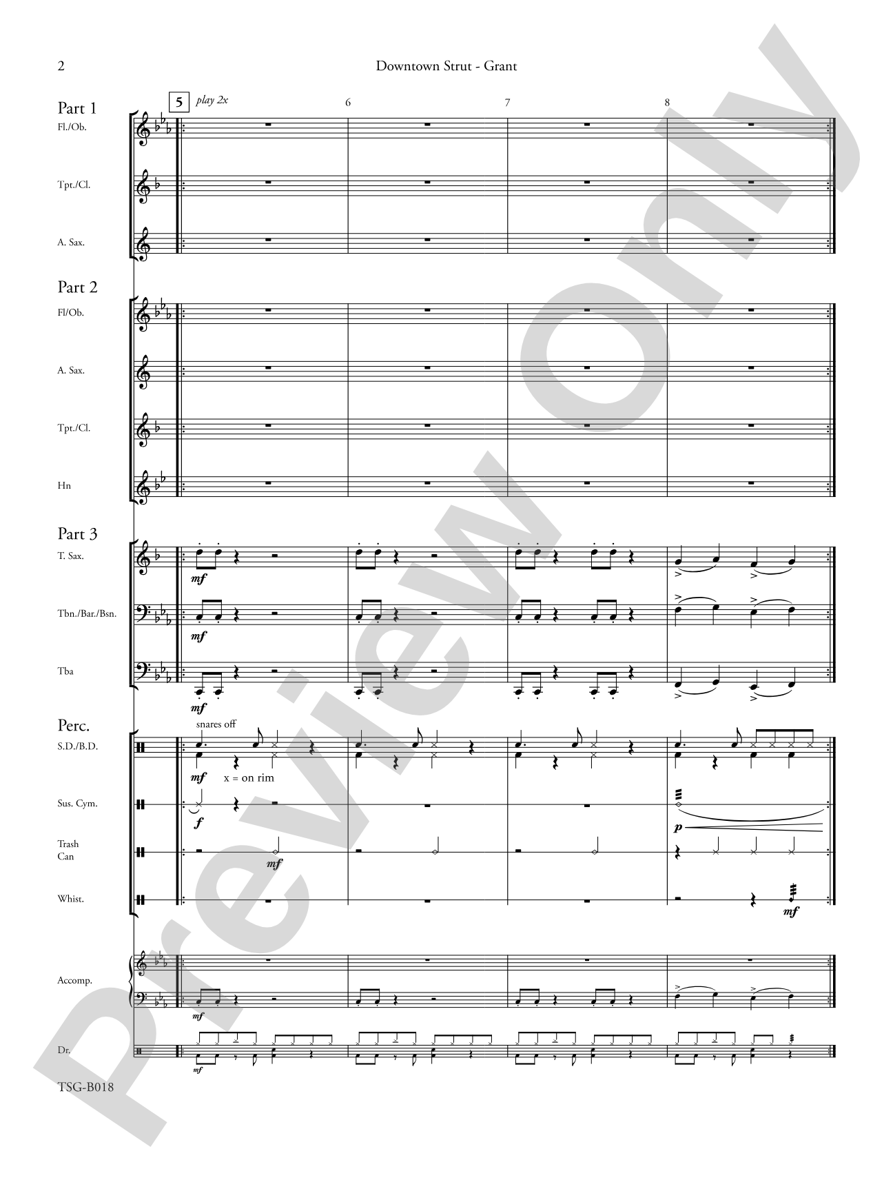 Downtown Strut: Mixed Instruments - Flexible Instrumentation Score & Parts