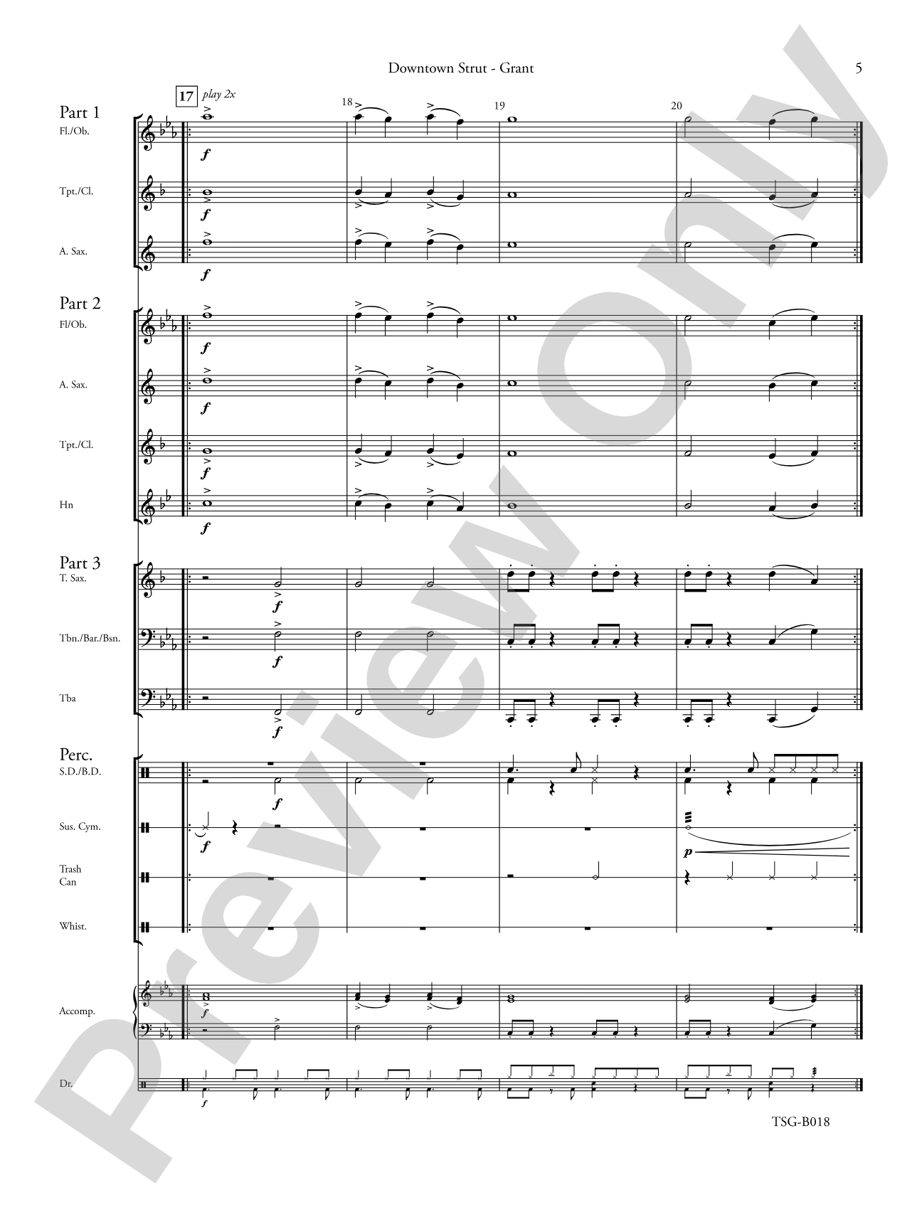 Downtown Strut: Mixed Instruments - Flexible Instrumentation Score & Parts