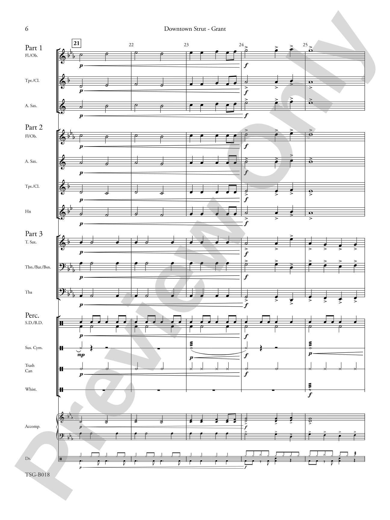 Downtown Strut: Mixed Instruments - Flexible Instrumentation Score & Parts