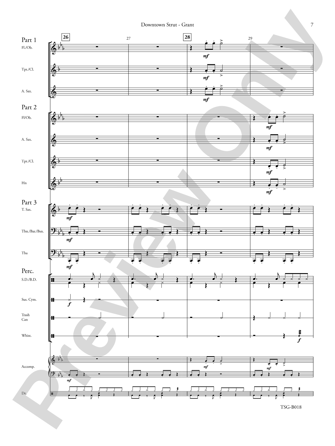 Downtown Strut: Mixed Instruments - Flexible Instrumentation Score & Parts