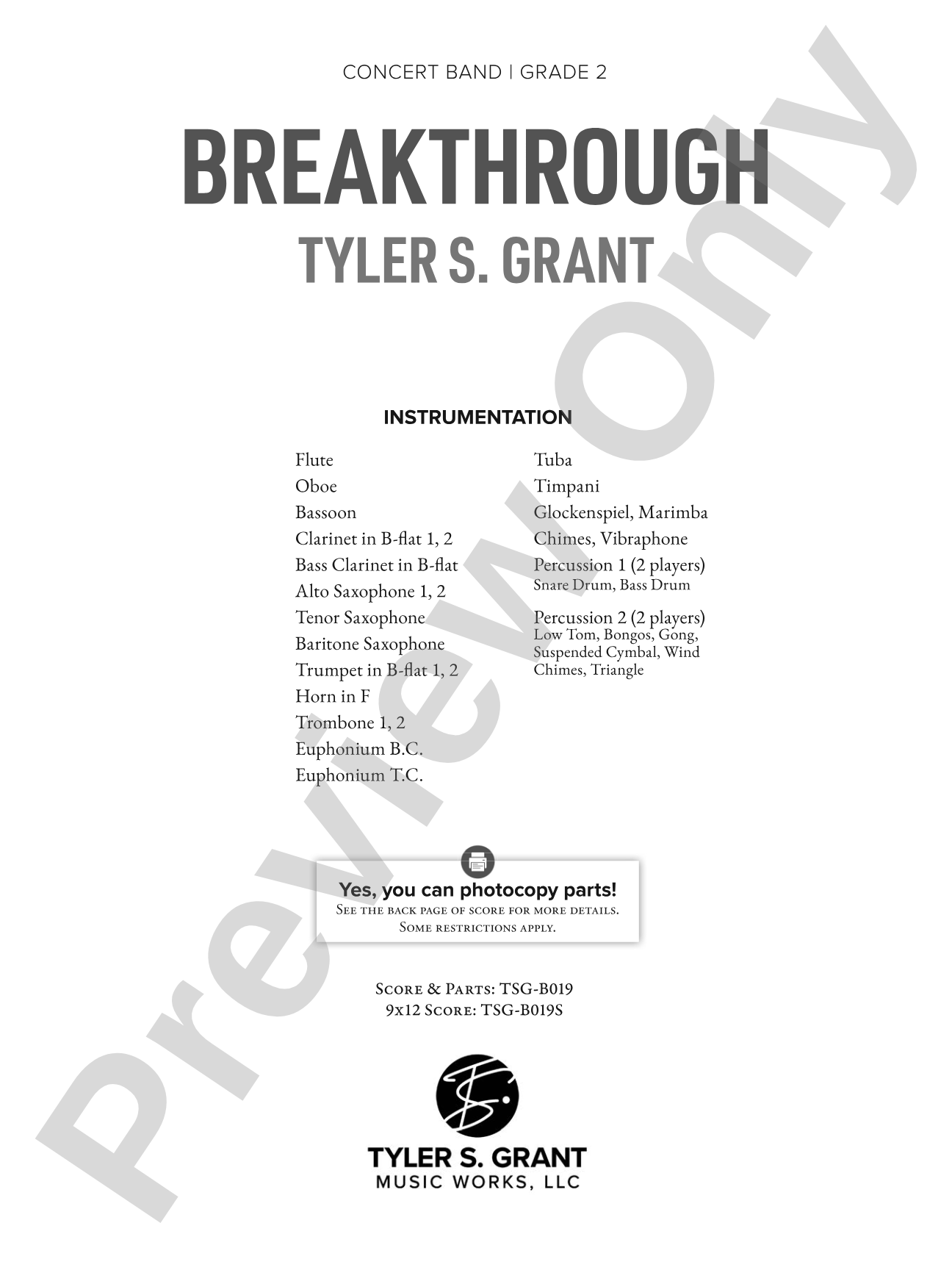 Breakthrough: Concert Band Conductor Score & Parts