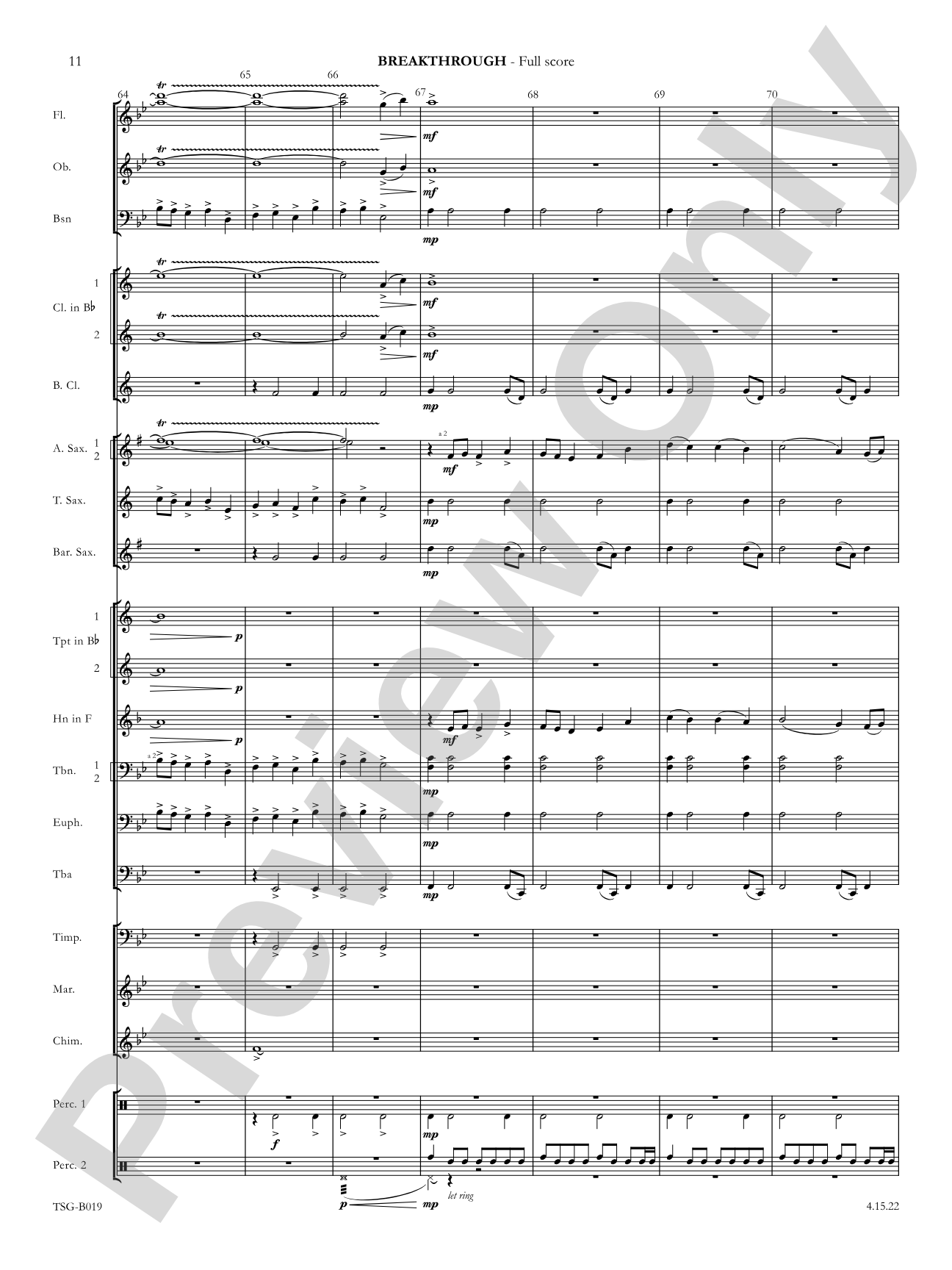 Breakthrough: Concert Band Conductor Score & Parts