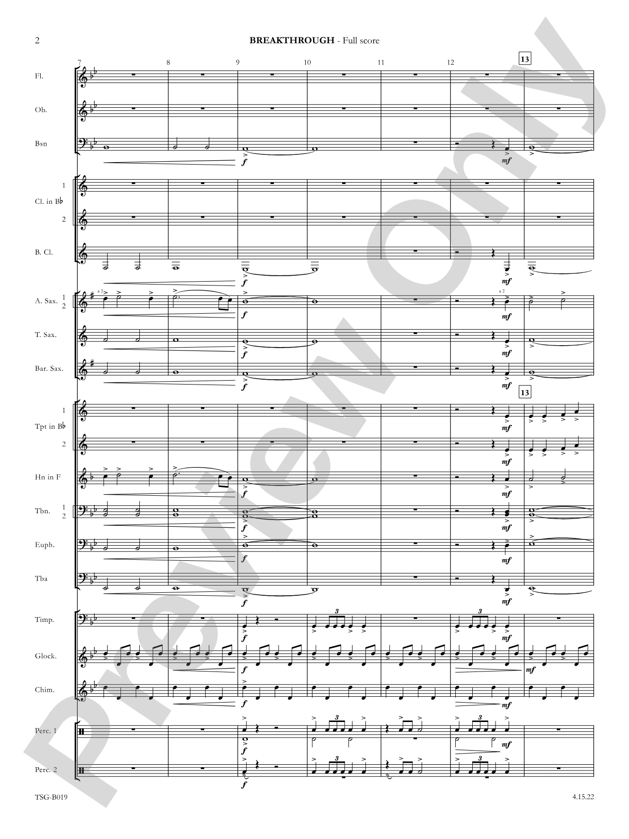 Breakthrough: Concert Band Conductor Score & Parts